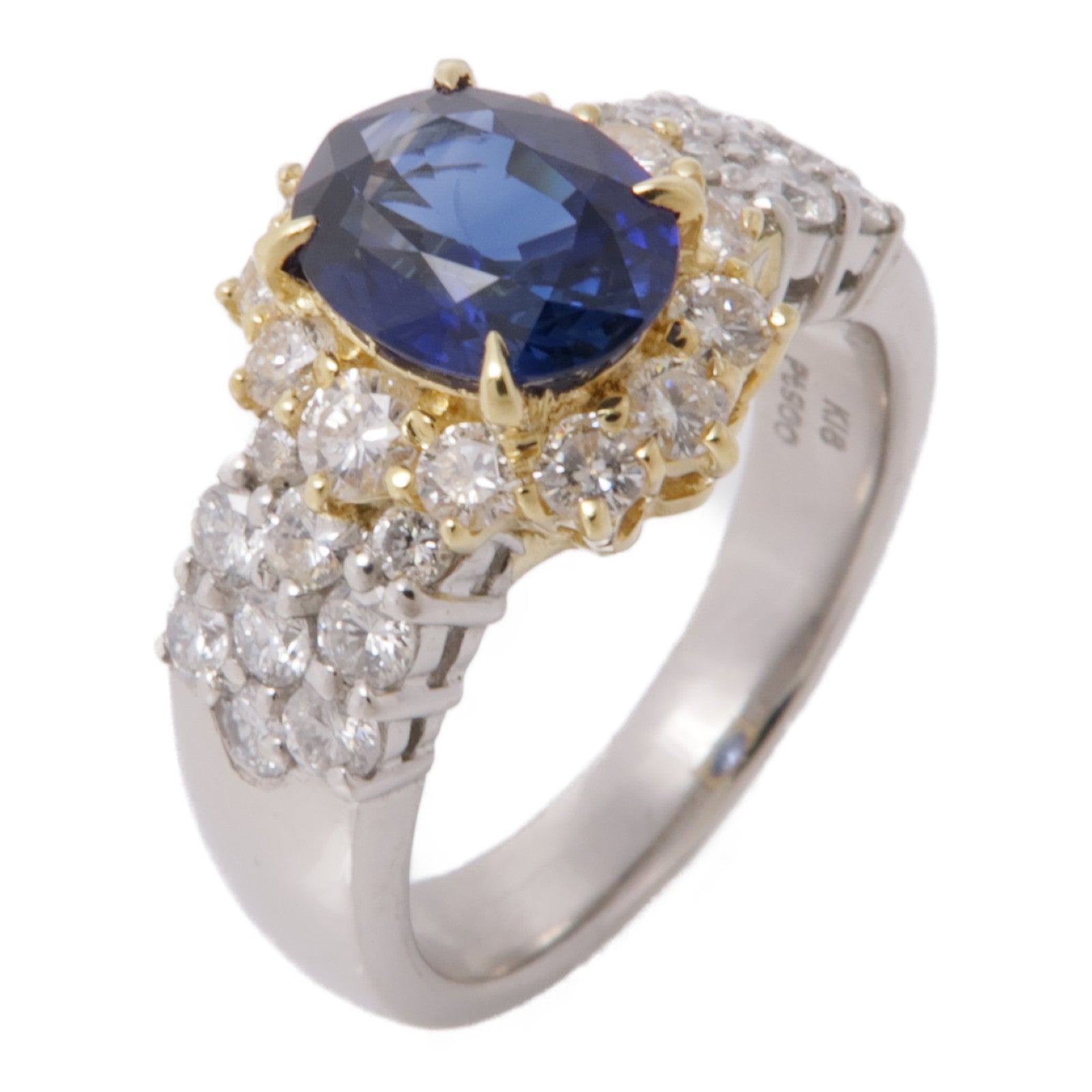 JEWELRY 【激減優惠】PT900鉑金Sapphire/Diamond Ring 藍寶石/鑽石戒指US#5.75