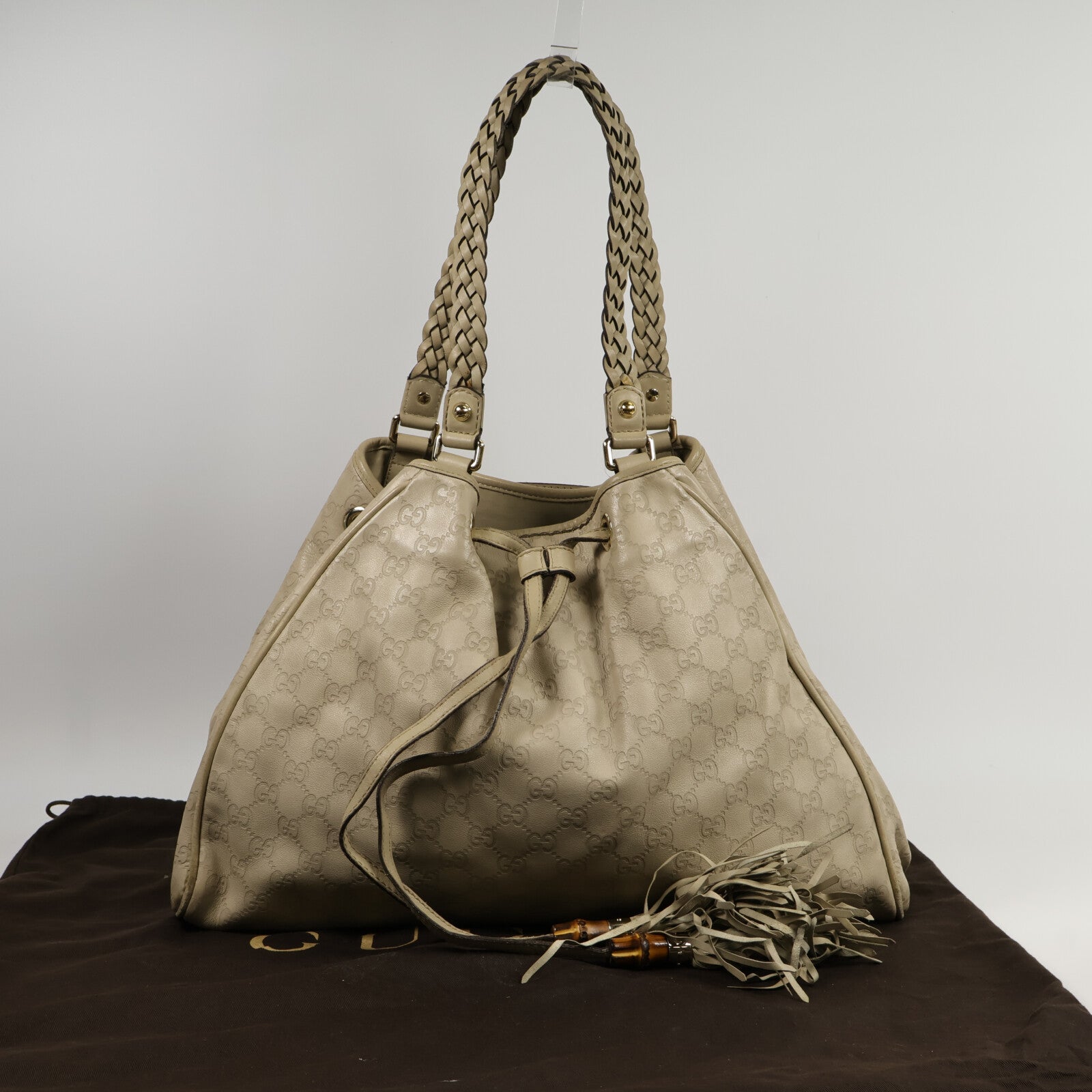 GUCCI 牛皮皮革Guccissima Braided Peggy Tote肩背袋