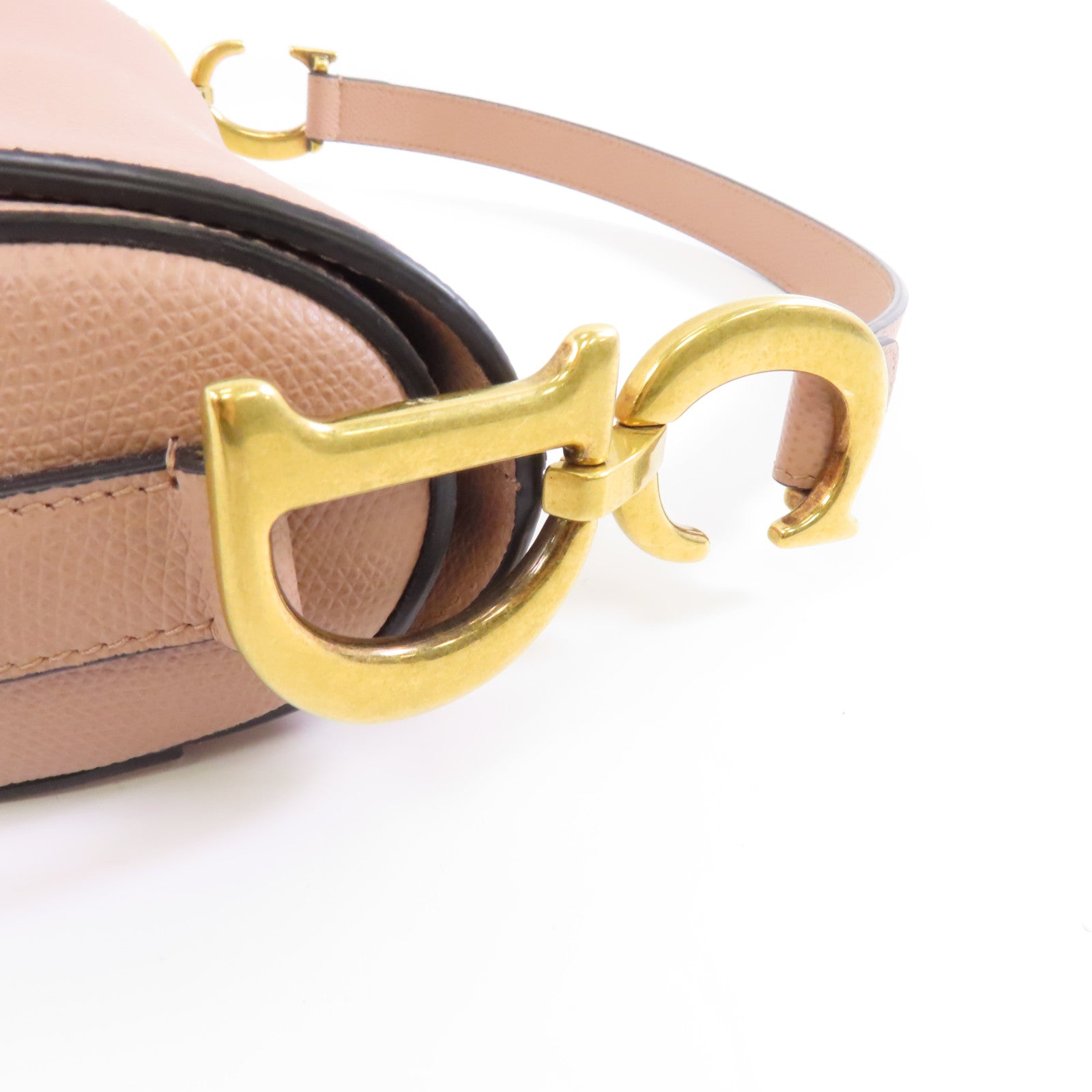 Dior 牛皮皮革Saddle Bag金扣肩背袋粉紅色