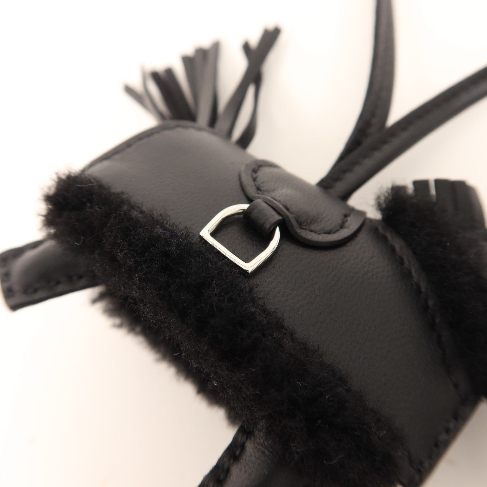 HERMES Milo皮革/羊毛Rodeo Robeo Plush PM銀扣掛飾