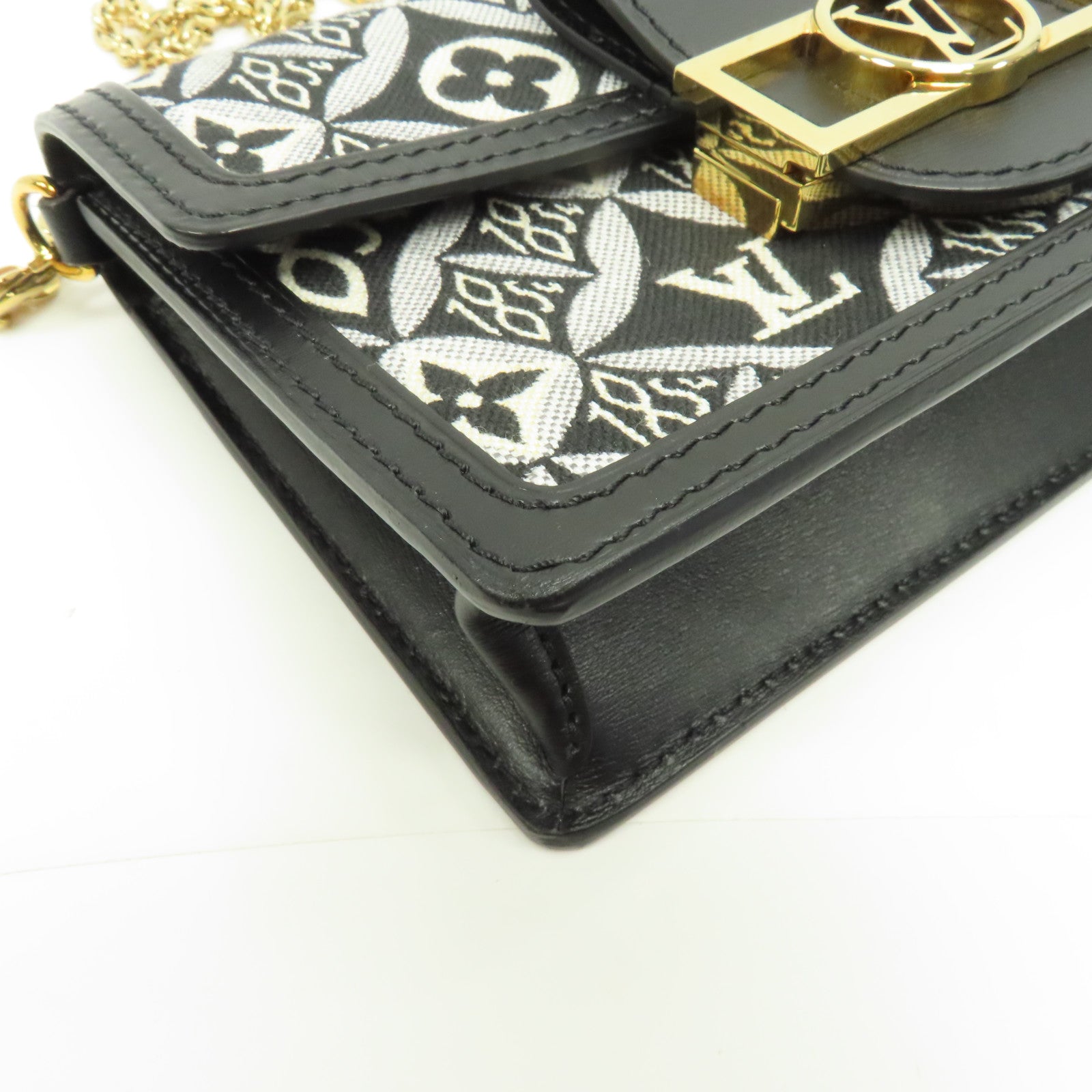 LOUIS VUITTON 【激減優惠】Monogram Jacquard Since 1854 Dauphine金扣鏈帶肩背袋黑色