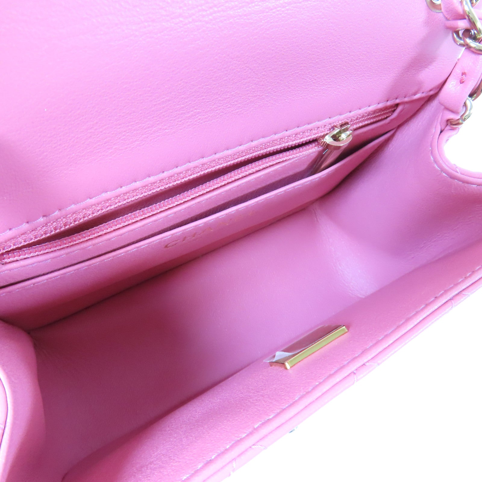 CHANEL 菱格羊皮皮革Chain Shoulder Bag金扣鏈帶肩背袋粉紅色