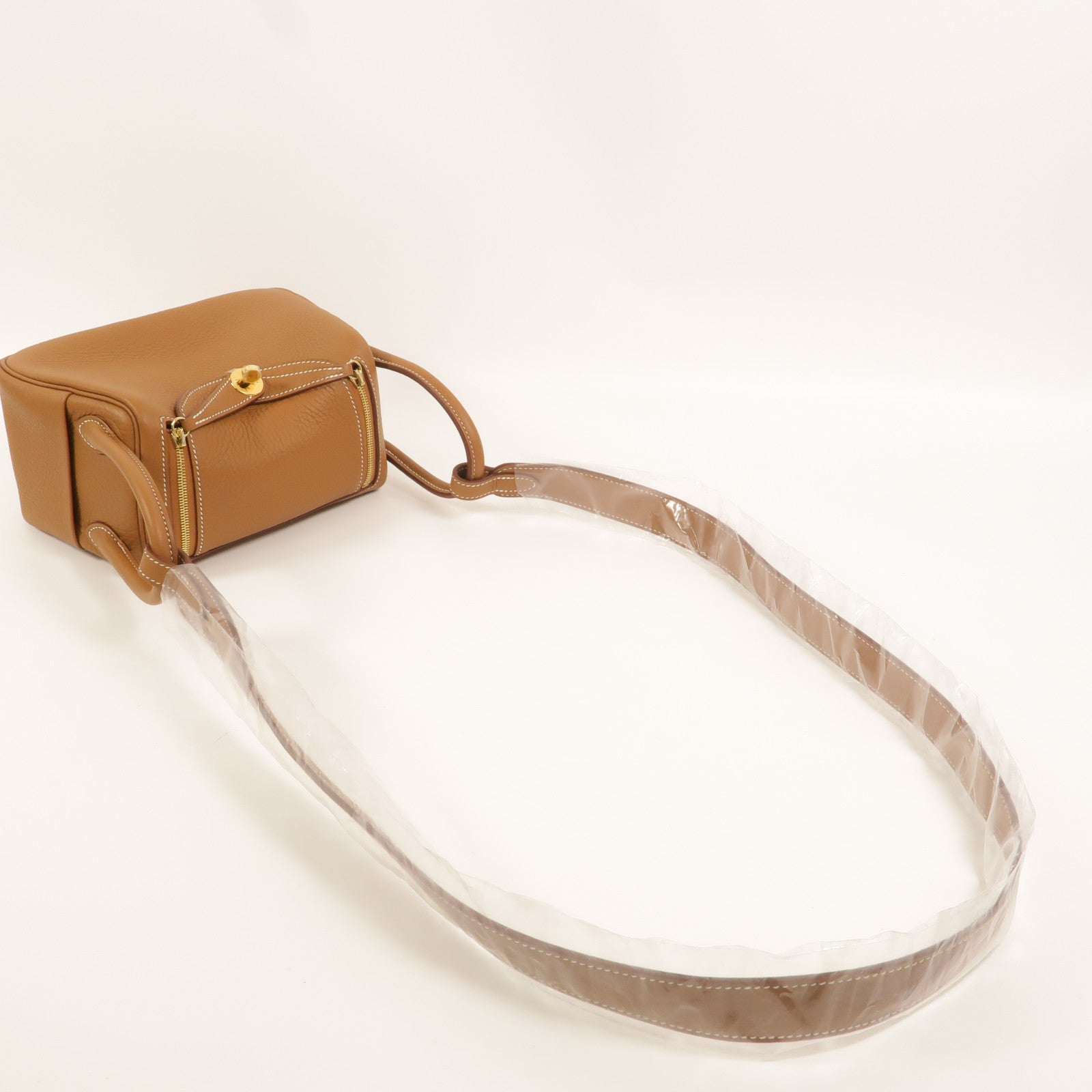 HERMES Clemence皮革Mini Lindy金扣手挽肩背兩用袋