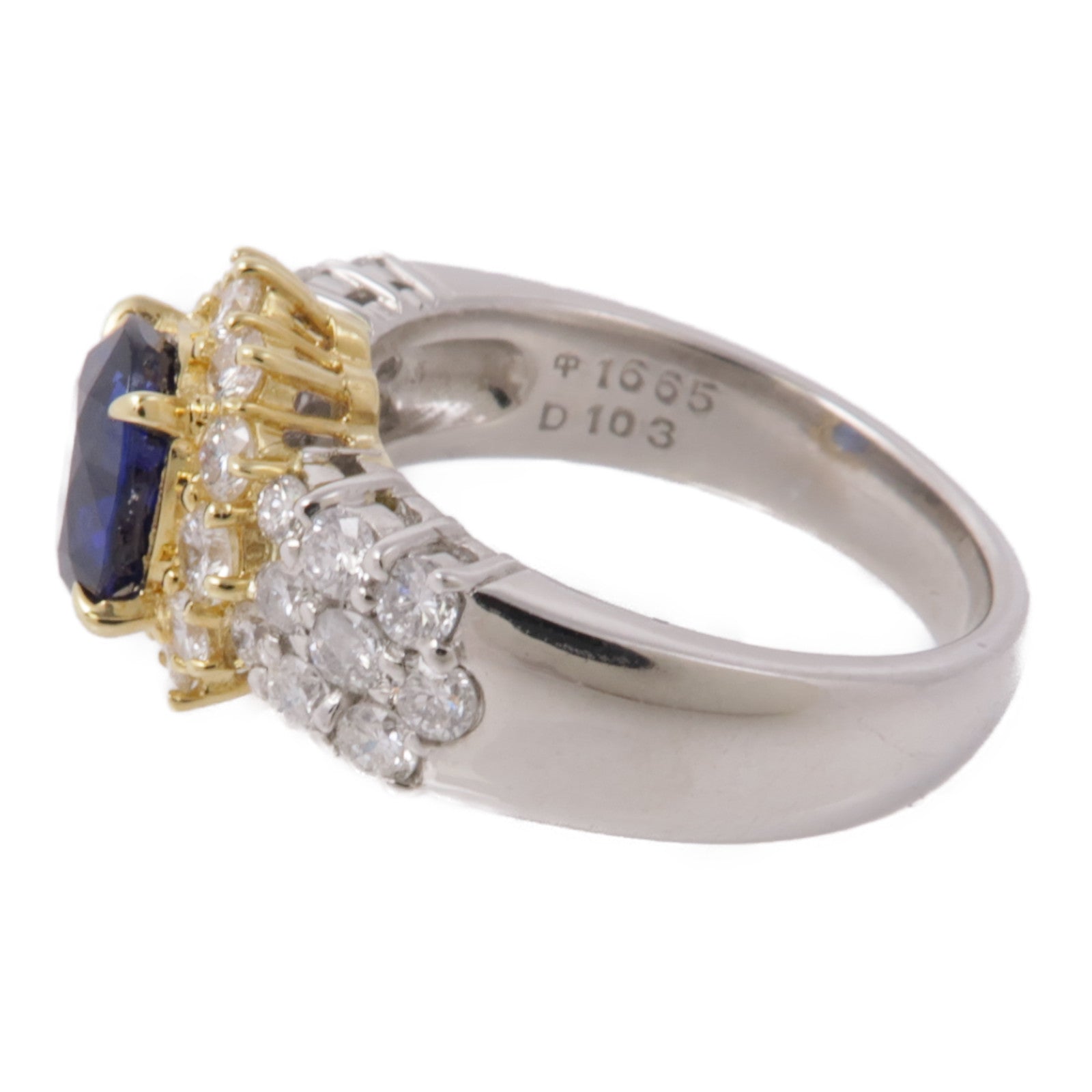 JEWELRY 【激減優惠】PT900鉑金Sapphire/Diamond Ring 藍寶石/鑽石戒指US#5.75