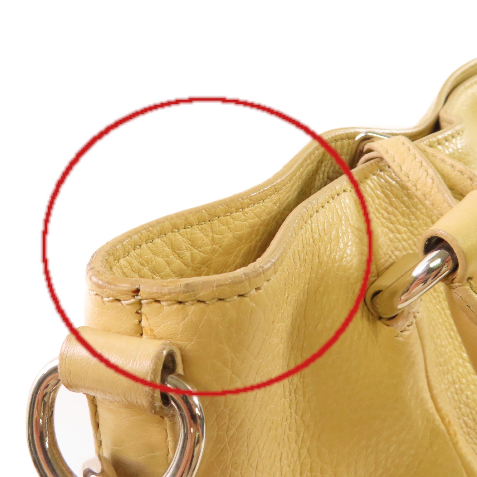 PRADA 牛皮皮革2Way Shoulder Bag銀扣手挽肩背兩用袋杏色