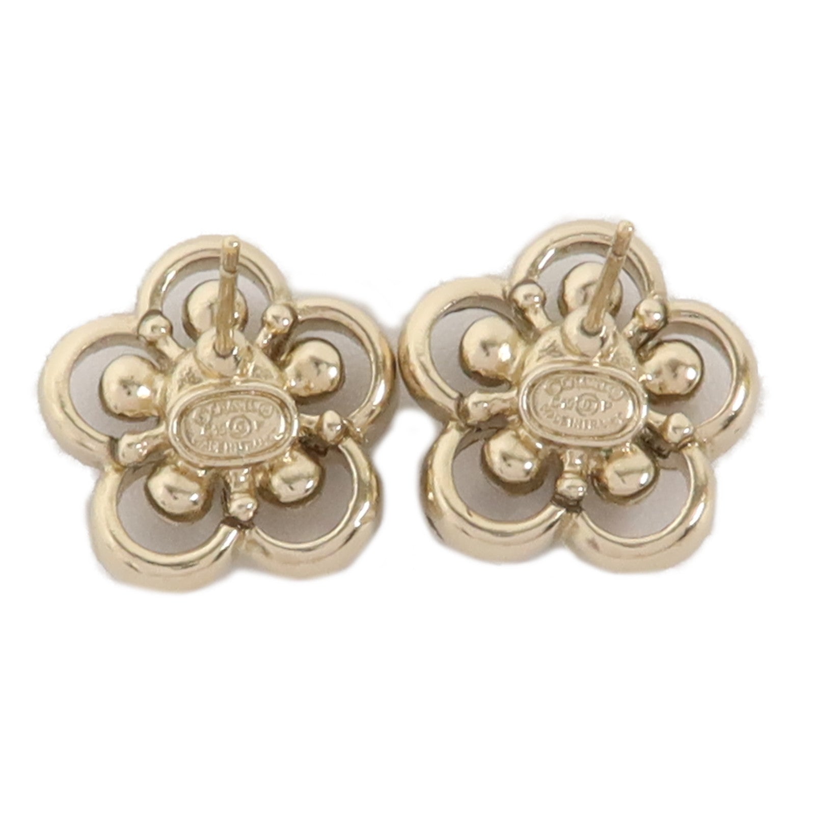 CHANEL 金屬/水晶Camelia Earrings耳環