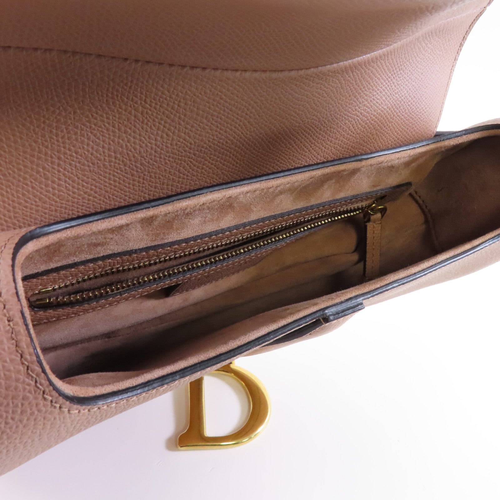 Dior 牛皮皮革Saddle Bag金扣肩背袋粉紅色
