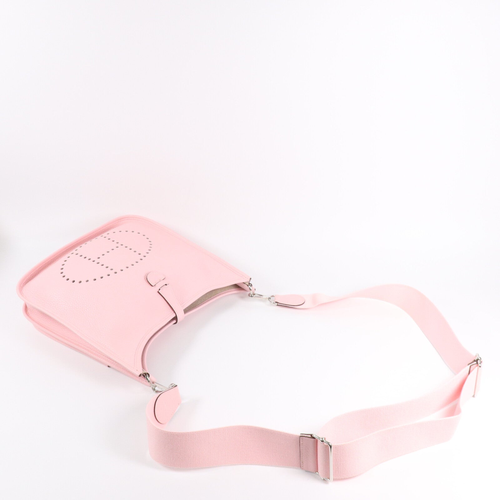 HERMES Clemence皮革Evelyne PM肩背袋Rose Sakura