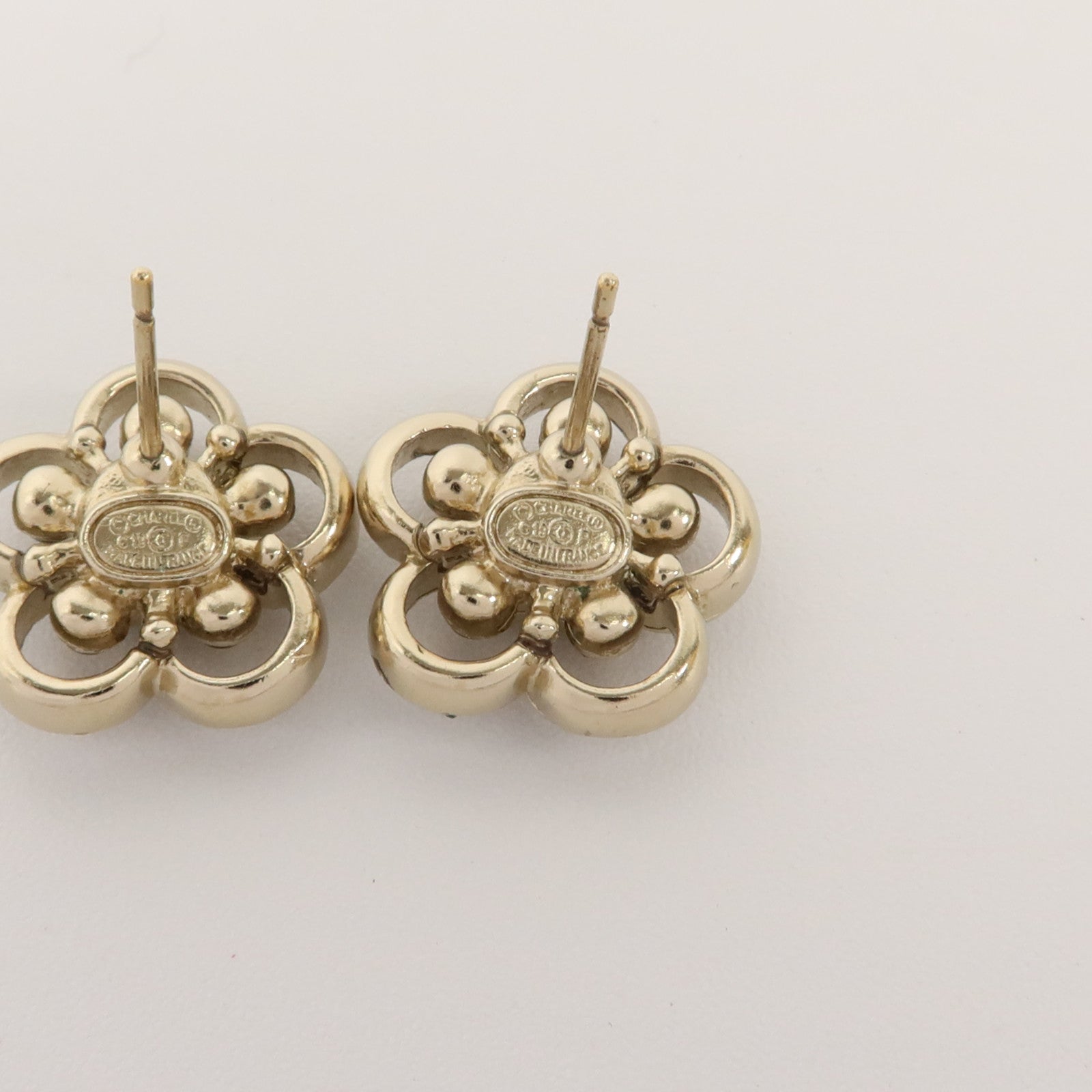 CHANEL 金屬/水晶Camelia Earrings耳環