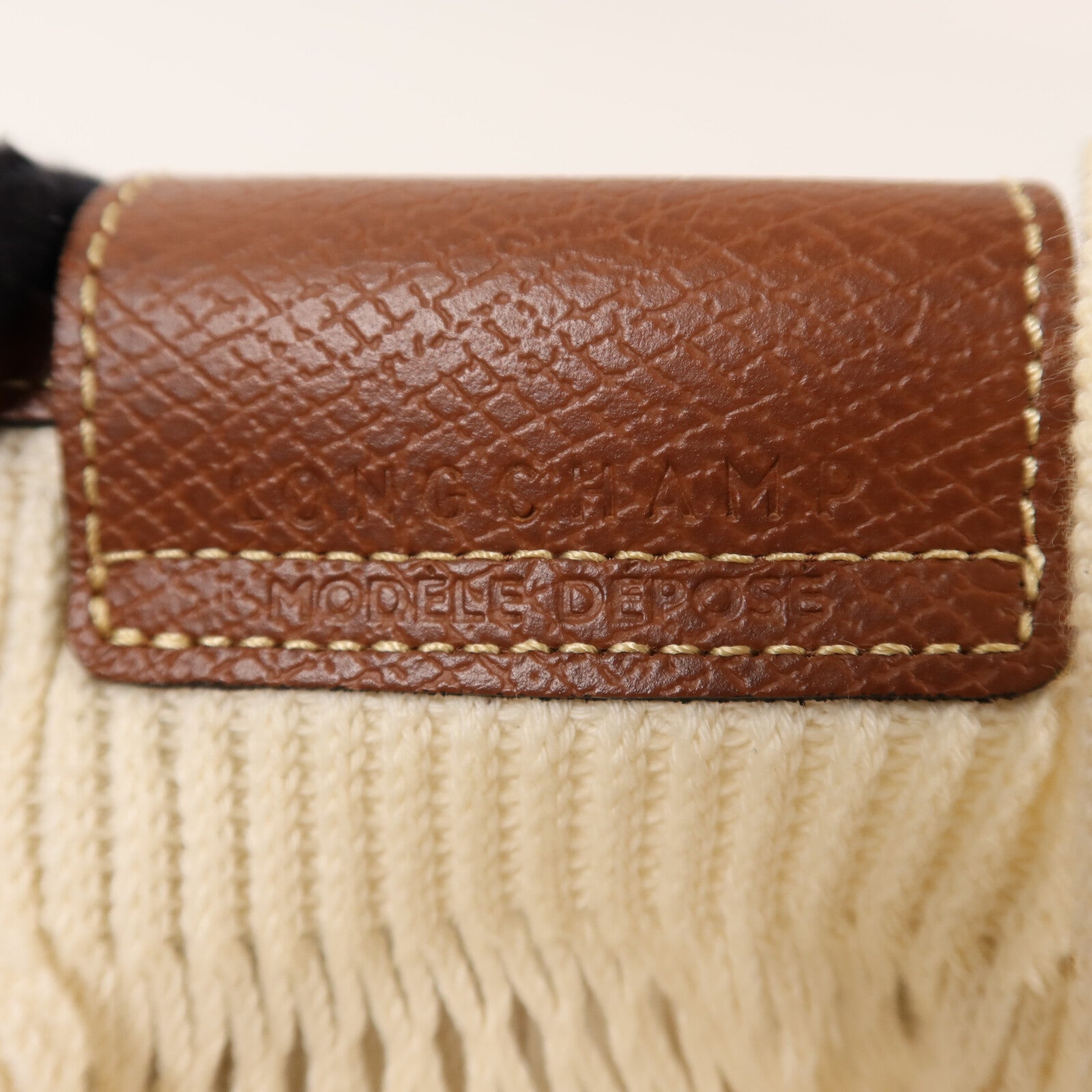 Longchamp 棉質/牛皮皮革Shoulder Bag金扣手挽肩背兩用袋