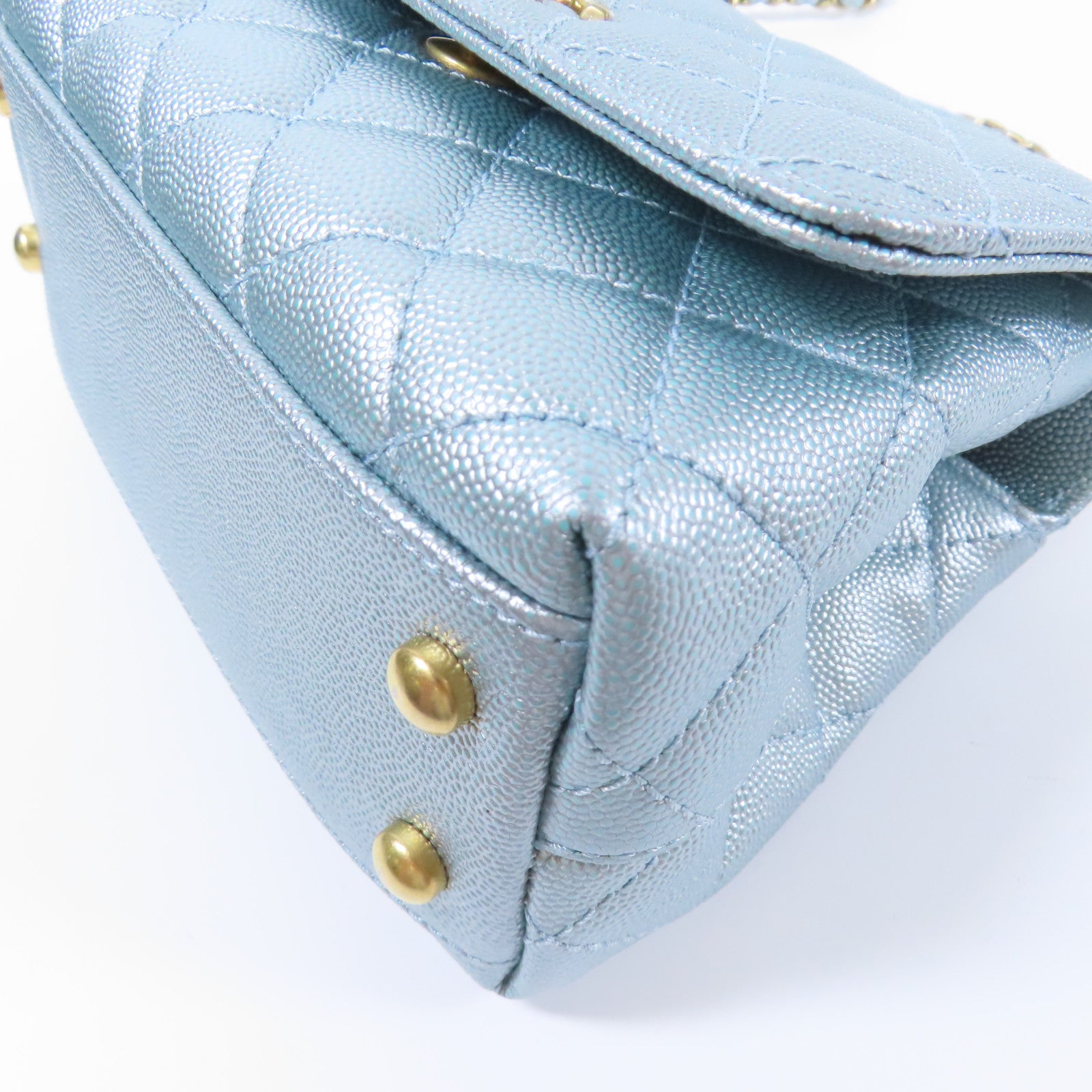 CHANEL 【激減優惠】牛皮皮革Mini Coco Handle金扣鏈帶手挽肩背兩用袋