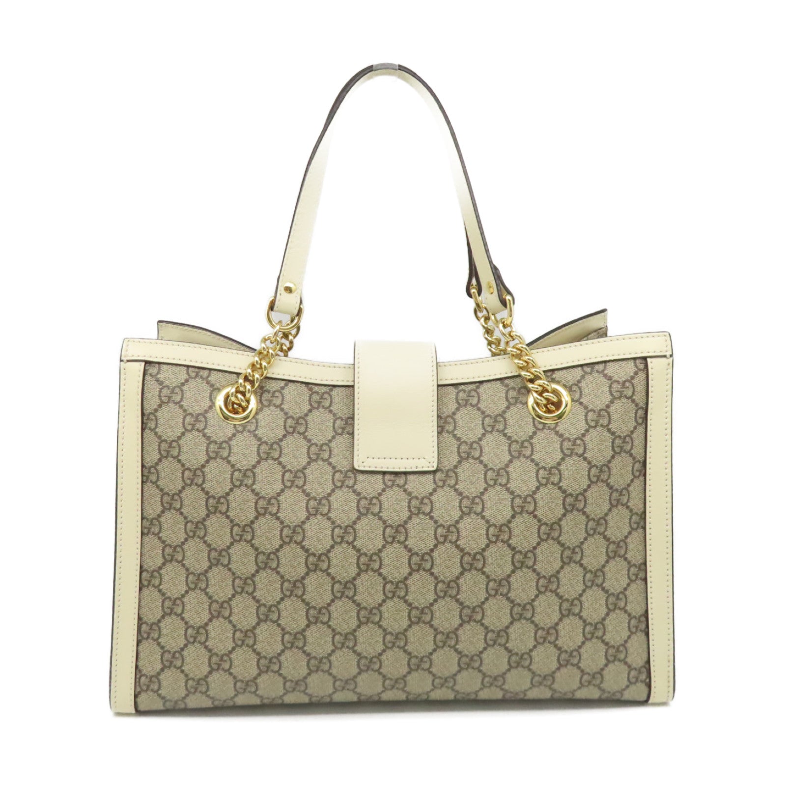 GUCCI 【激減優惠】塗層帆布Padlock GG Chain Shoulder Bag肩背袋啡色/米白色
