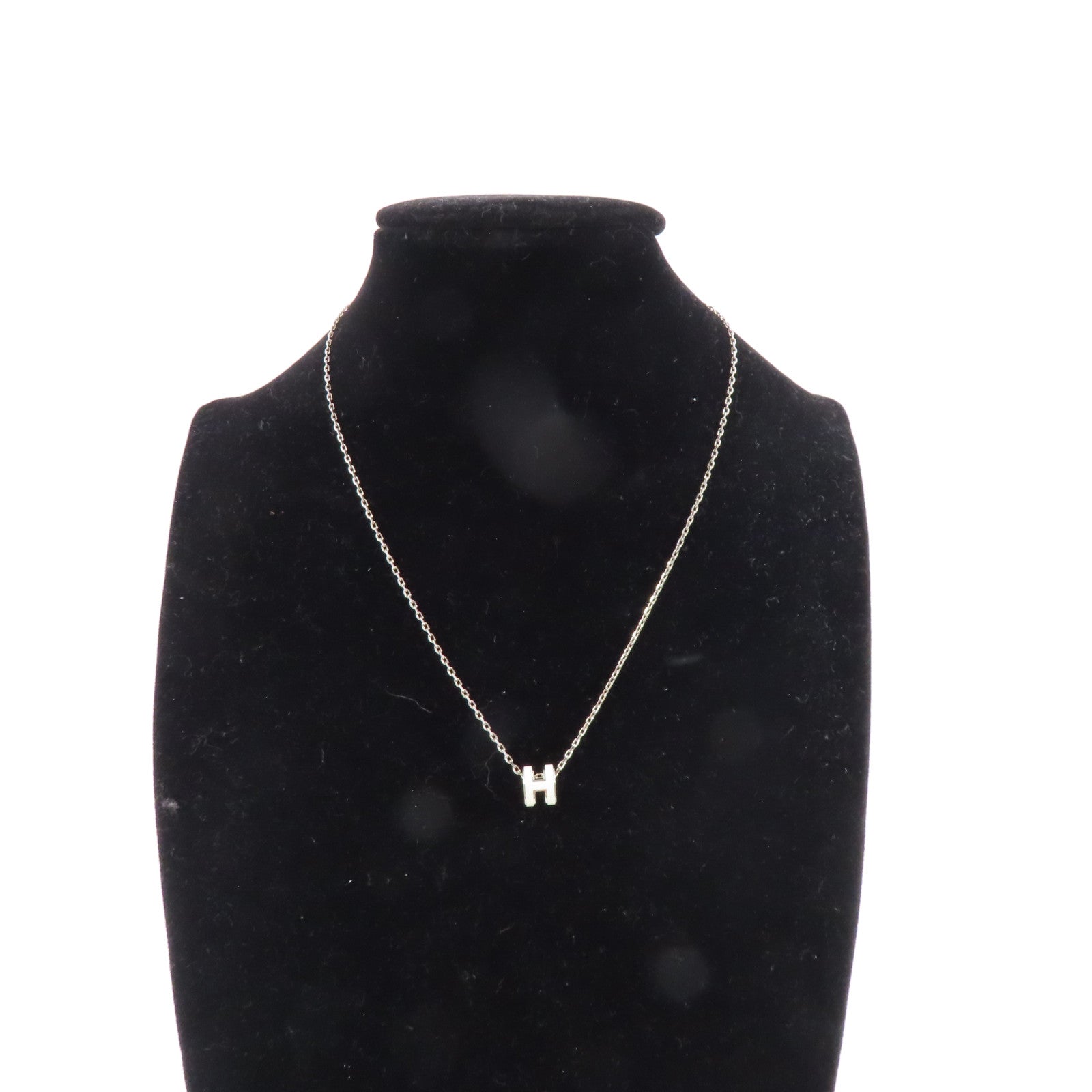 HERMES 金屬Mini Pop H Necklace項鍊白色/銀色