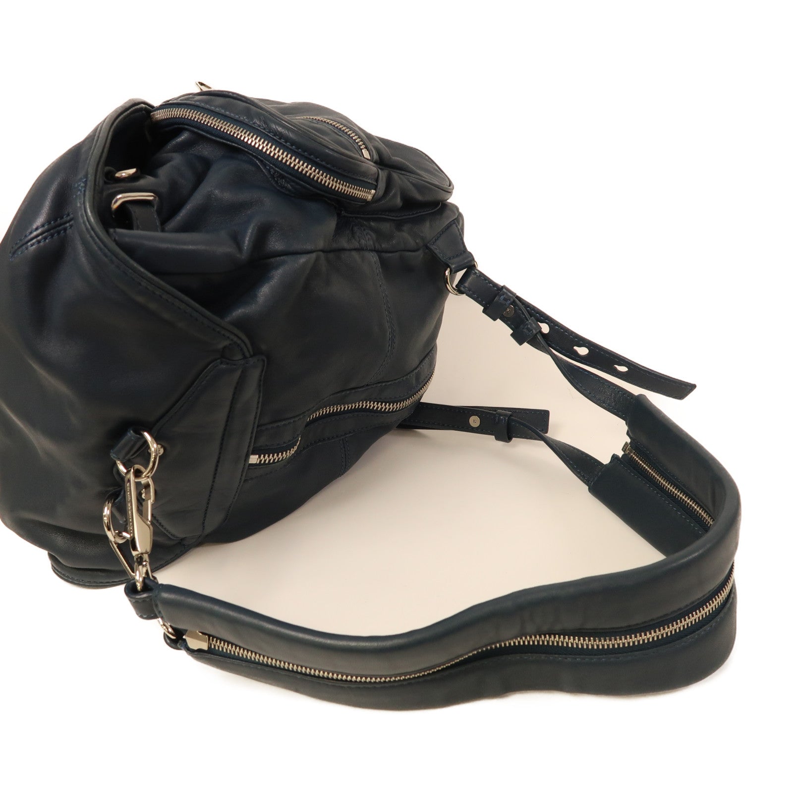 T by ALEXANDER WANG 羊皮皮革Alexander Wang Backpack銀扣背包藍色