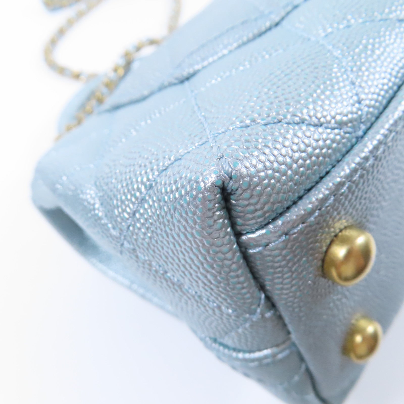 CHANEL 【激減優惠】牛皮皮革Mini Coco Handle金扣鏈帶手挽肩背兩用袋