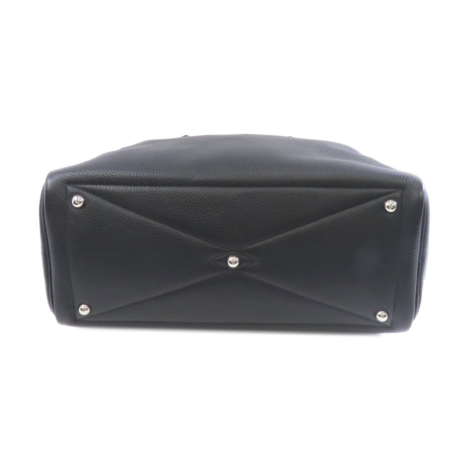 HERMES Clemence皮革Victoria 35銀扣手挽袋Noir/黑色