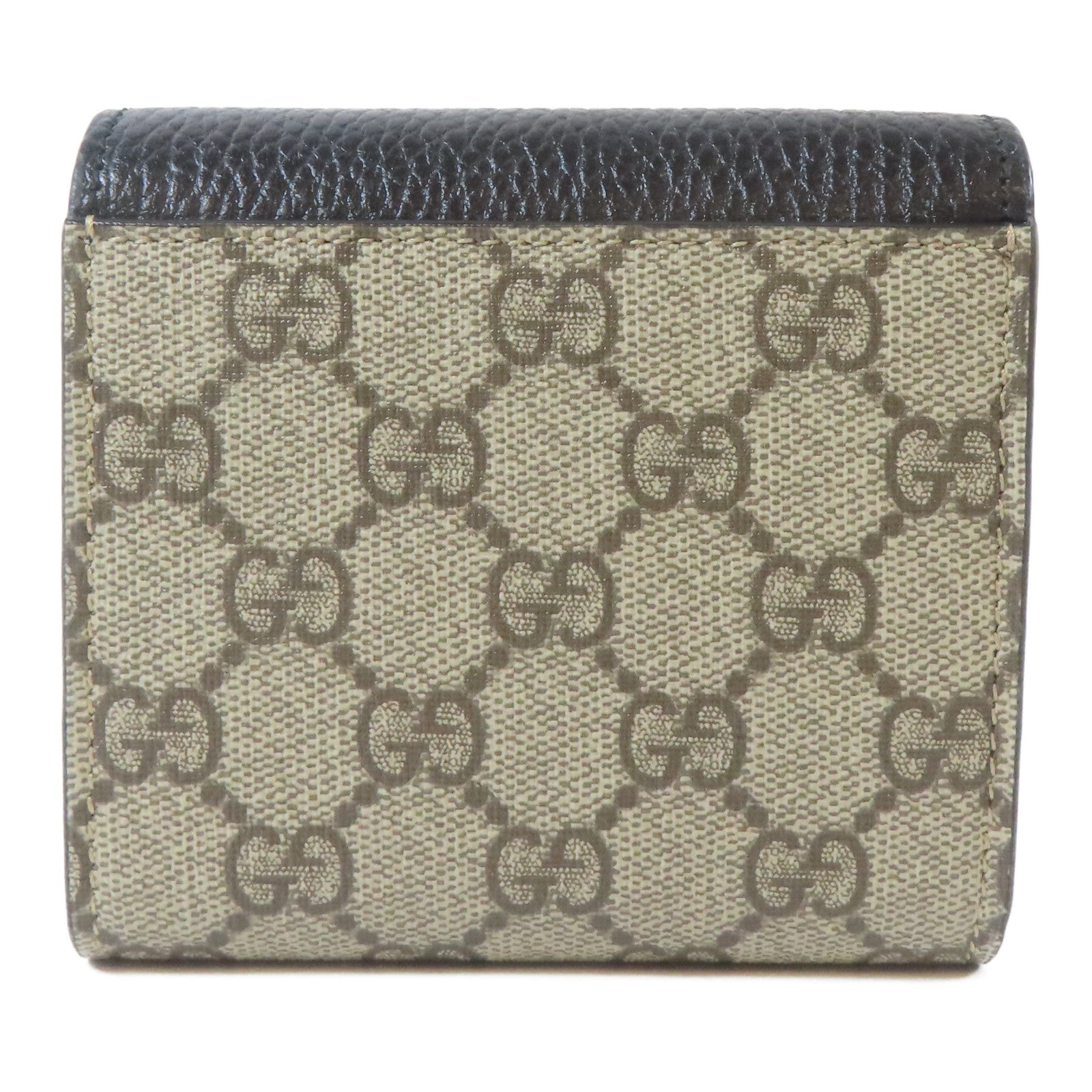 GUCCI 塗層帆布GG Marmont Medium Wallet金扣錢包黑色/啡色