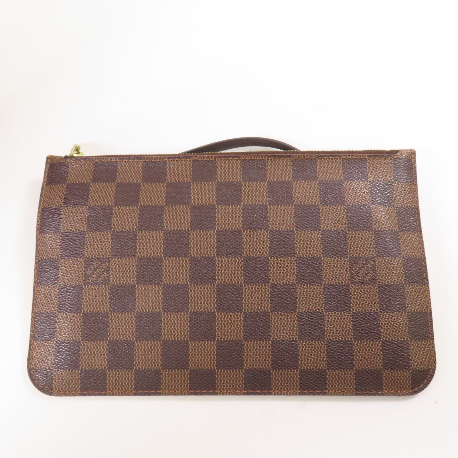 LOUIS VUITTON Damier Neverfull MM金扣肩背袋/手挽袋棕色