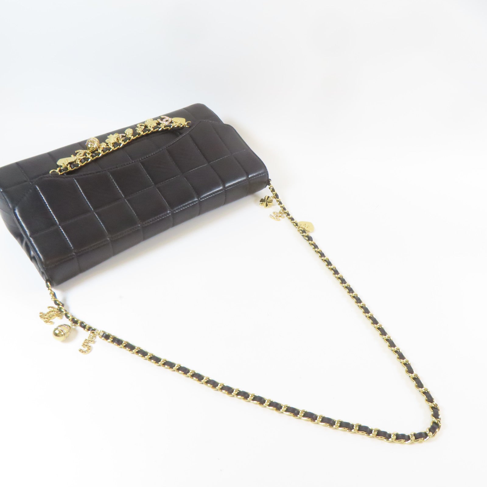 CHANEL 【激減優惠】牛皮皮革Chain Shoulder金扣肩背袋黑色