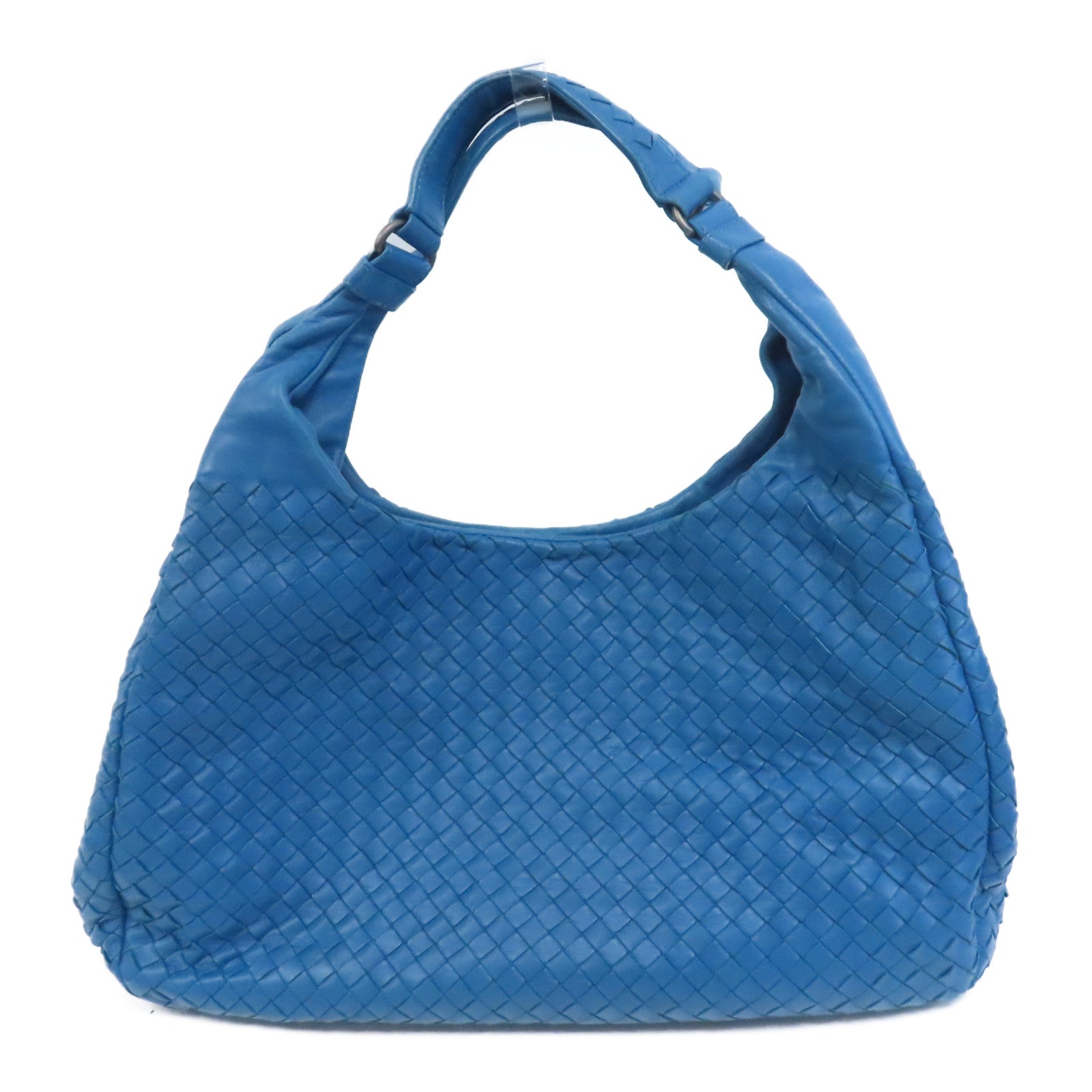 BOTTEGA VENETA 織紋皮革Shoulder Bag銀扣手挽袋藍色