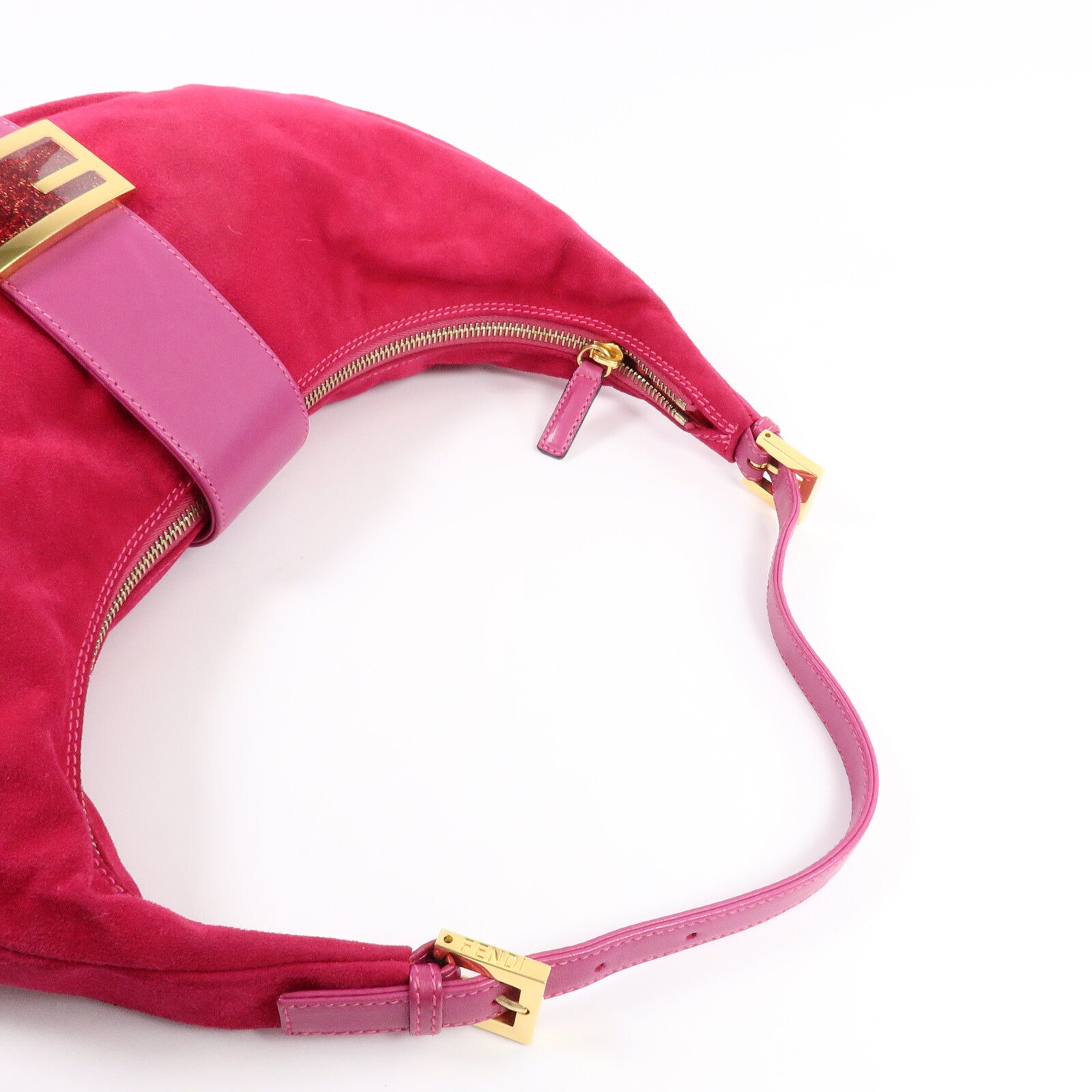FENDI 麂皮皮革Vintage Hobo肩背袋