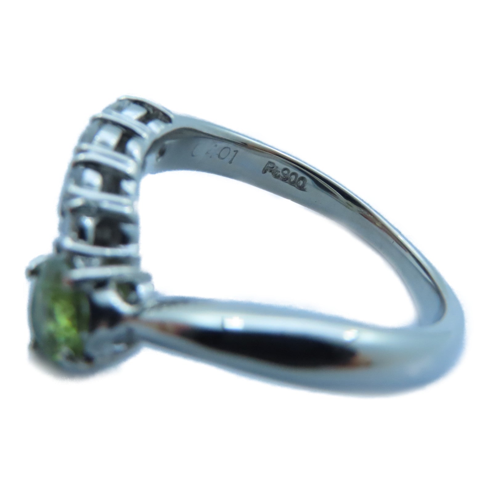 JEWELRY PT900白金Garnet/Diamond Ring 0.401ct石榴石/0.34ct鑽石戒指US#5.25