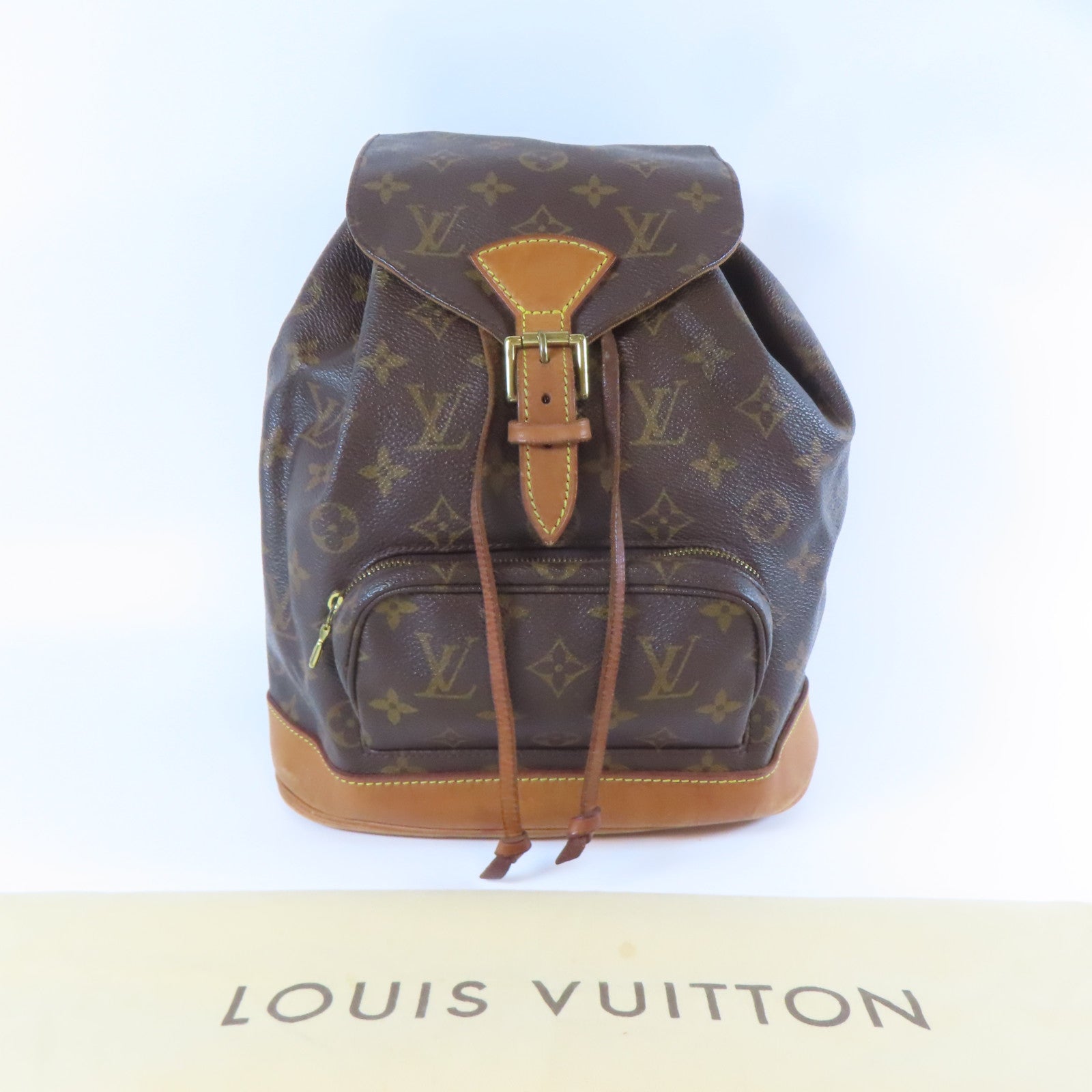 LOUIS VUITTON 【激減優惠】Monogram Montsouris MM金扣背包啡色
