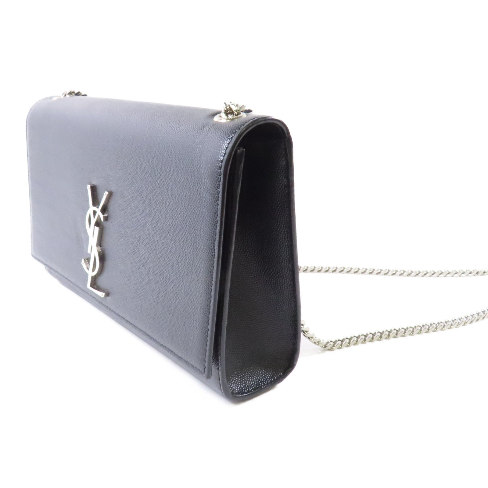 YVES SAINT LAURENT 牛皮皮革Chain Shoulder Bag銀扣鏈帶肩背袋