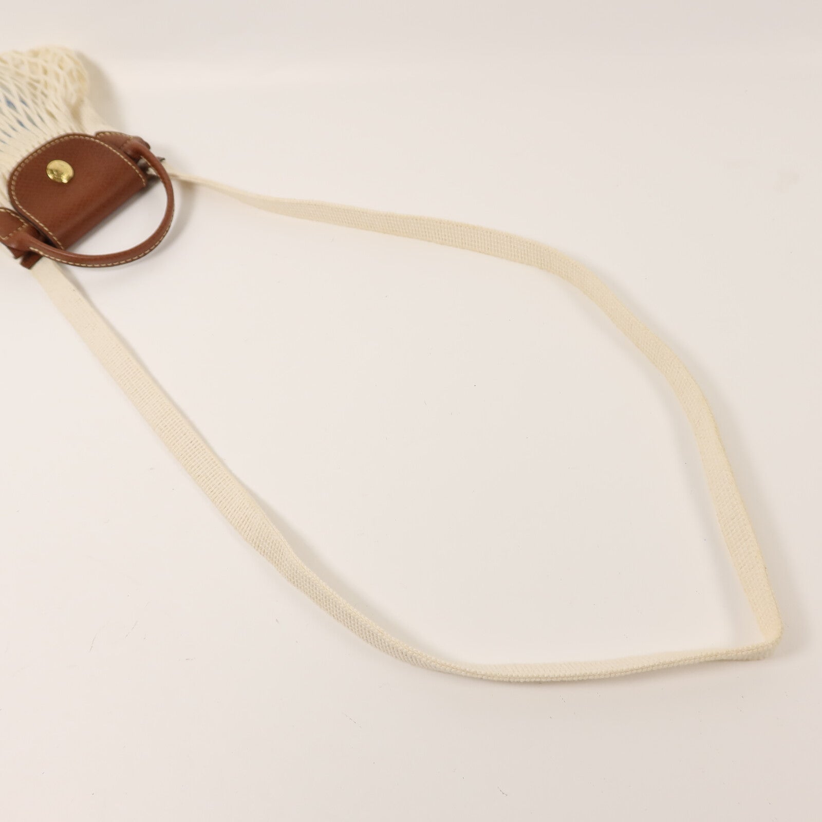 Longchamp 棉質/牛皮皮革Shoulder Bag金扣手挽肩背兩用袋