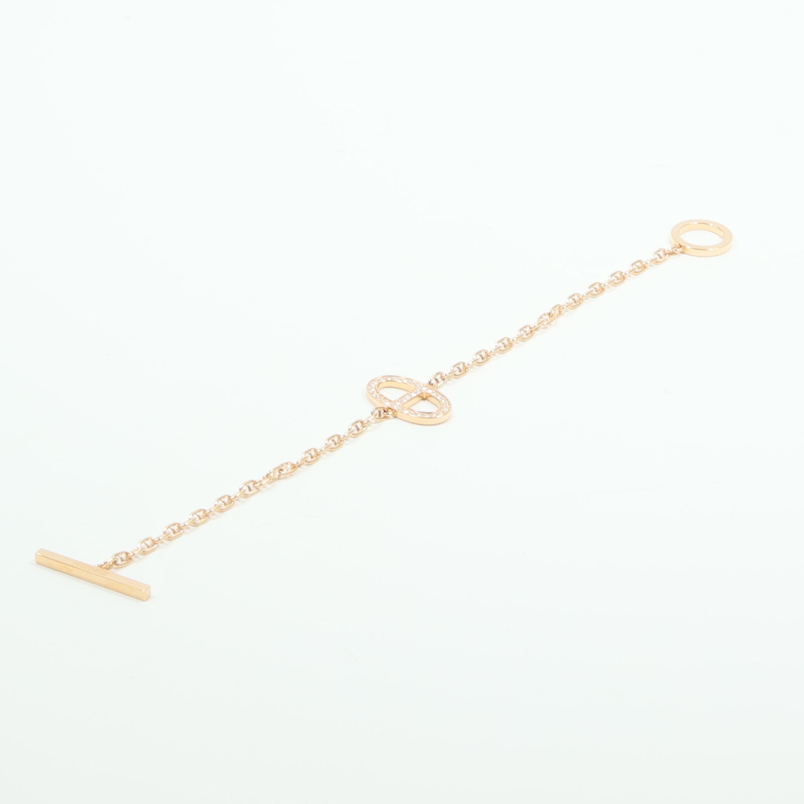 HERMES 18K玫瑰金Chaine d'ancre Contour Bracelet鑽石手鏈