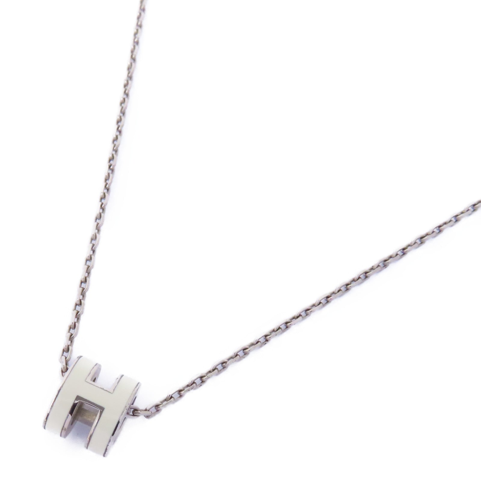 HERMES 金屬Mini Pop H Necklace項鍊白色/銀色