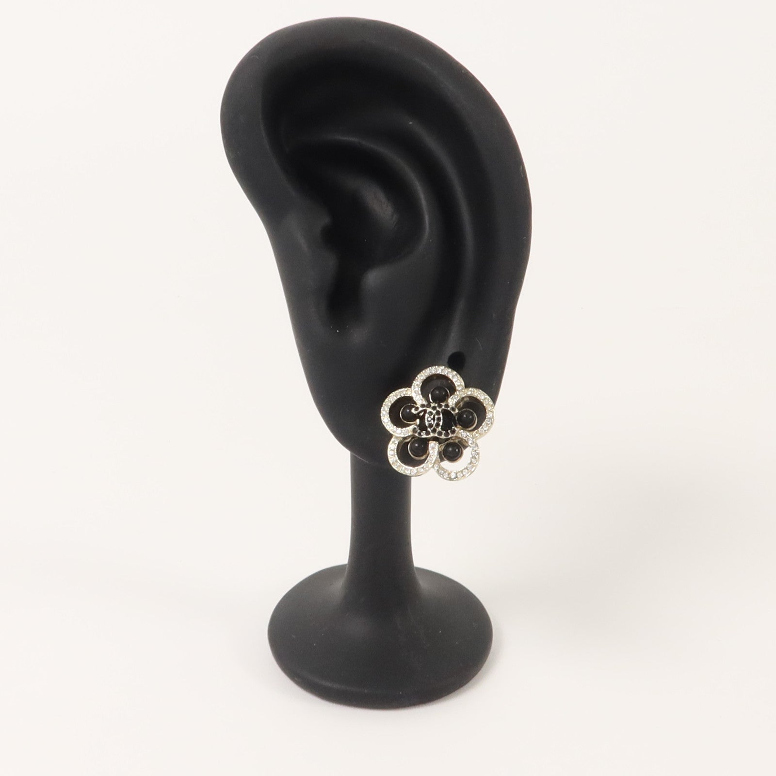 CHANEL 金屬/水晶Camelia Earrings耳環
