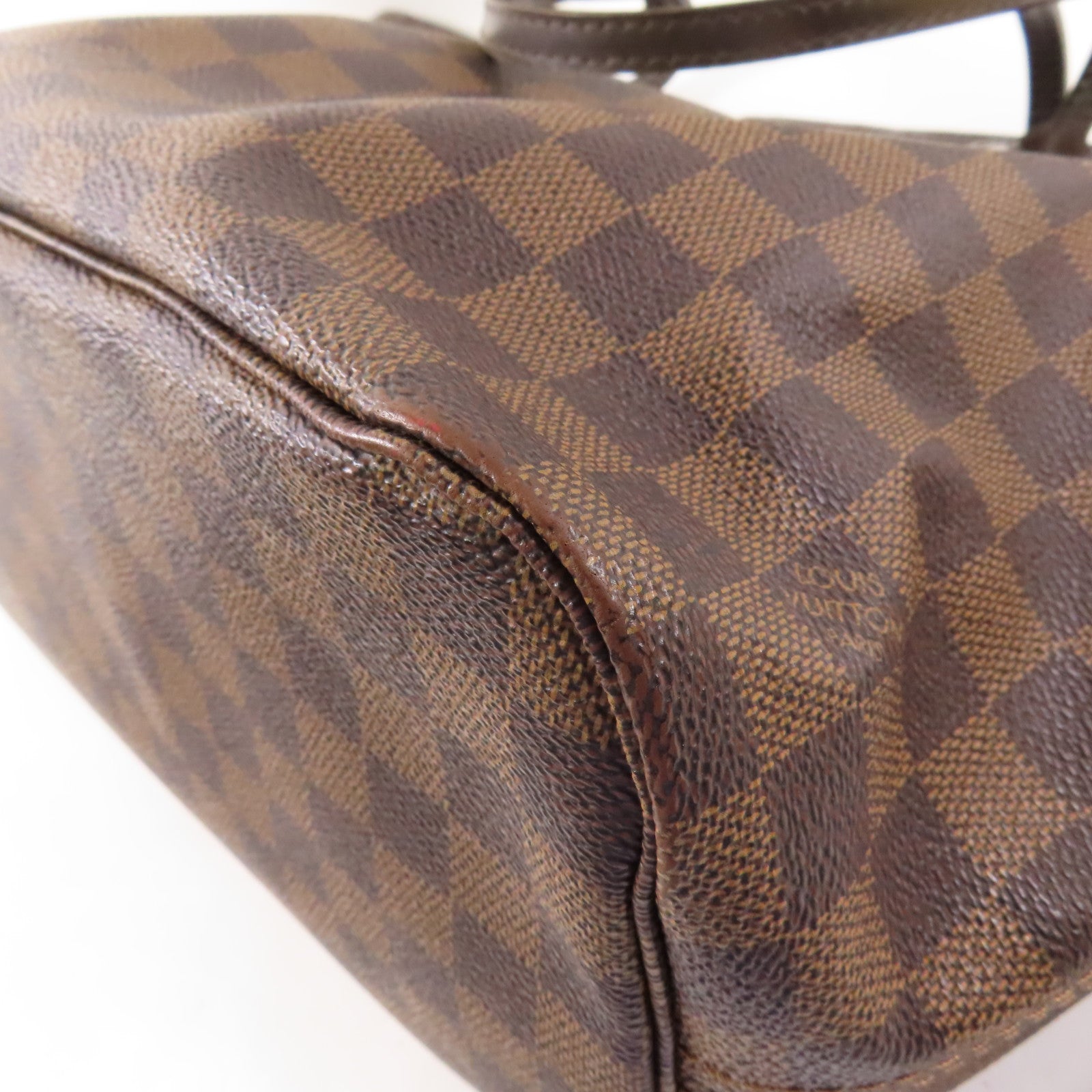 LOUIS VUITTON Damier Neverfull MM金扣肩背袋/手挽袋棕色