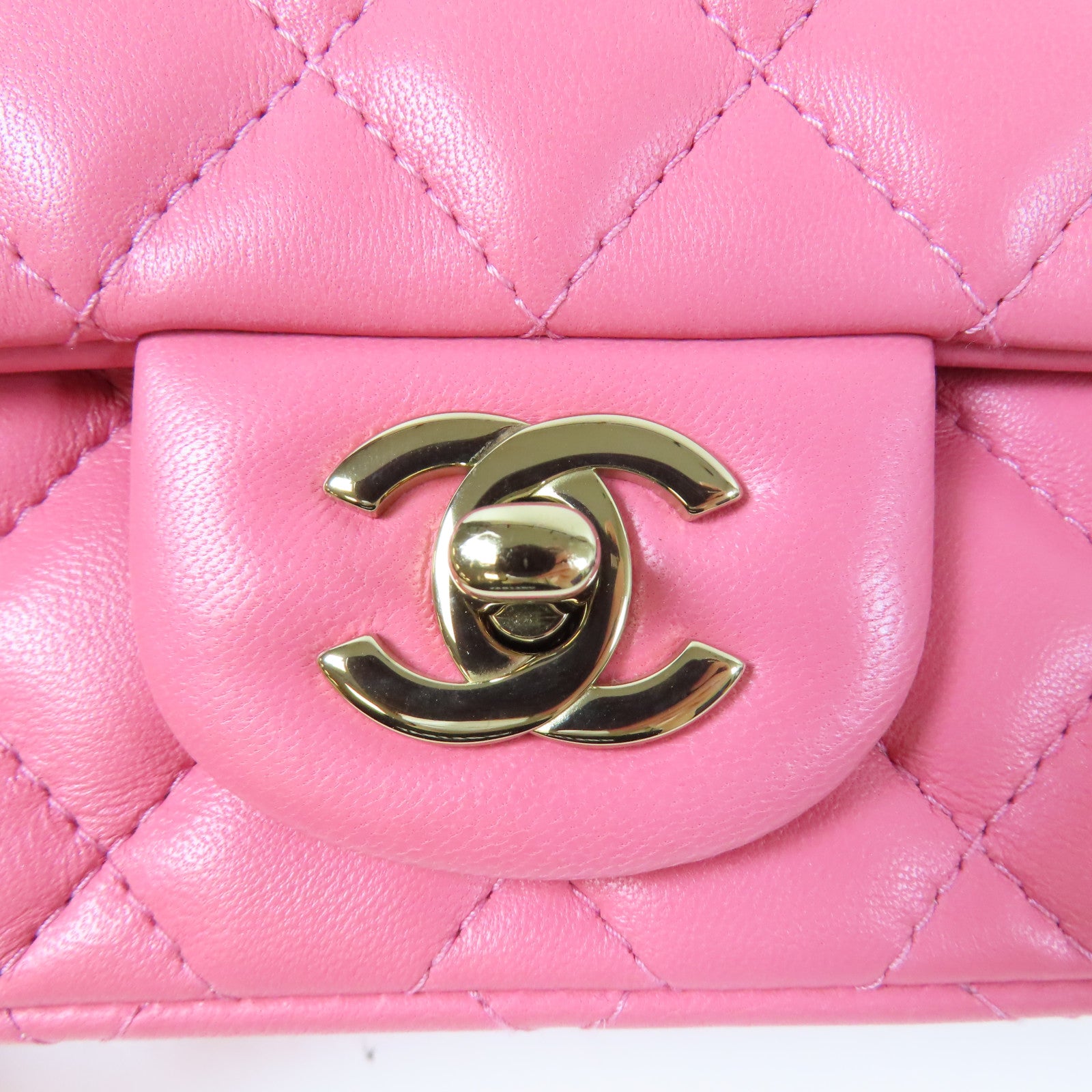 CHANEL 菱格羊皮皮革Chain Shoulder Bag金扣鏈帶肩背袋粉紅色