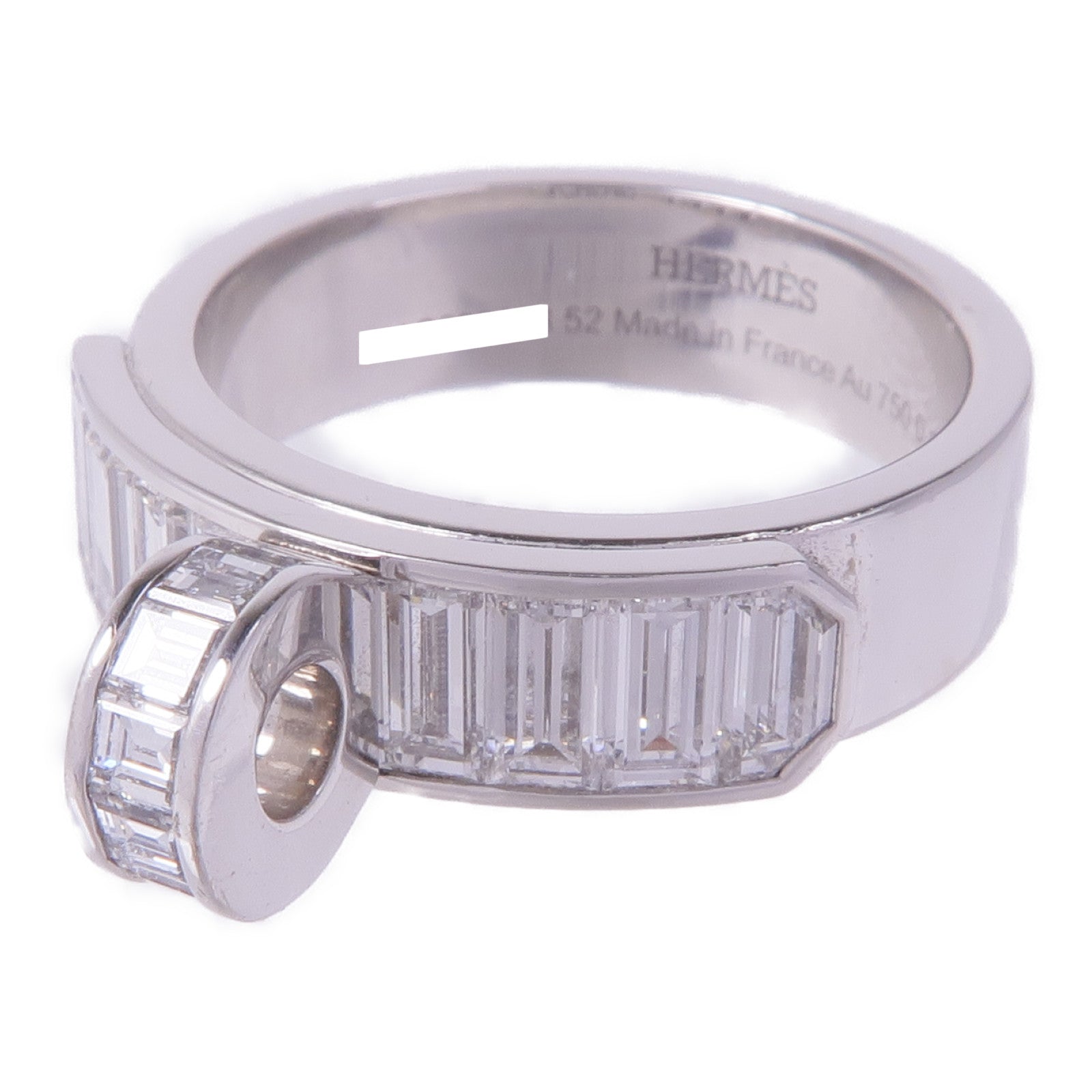 HERMES 18K白金Bague Kelly Ring鑽石戒指Hermes#52/US#6
