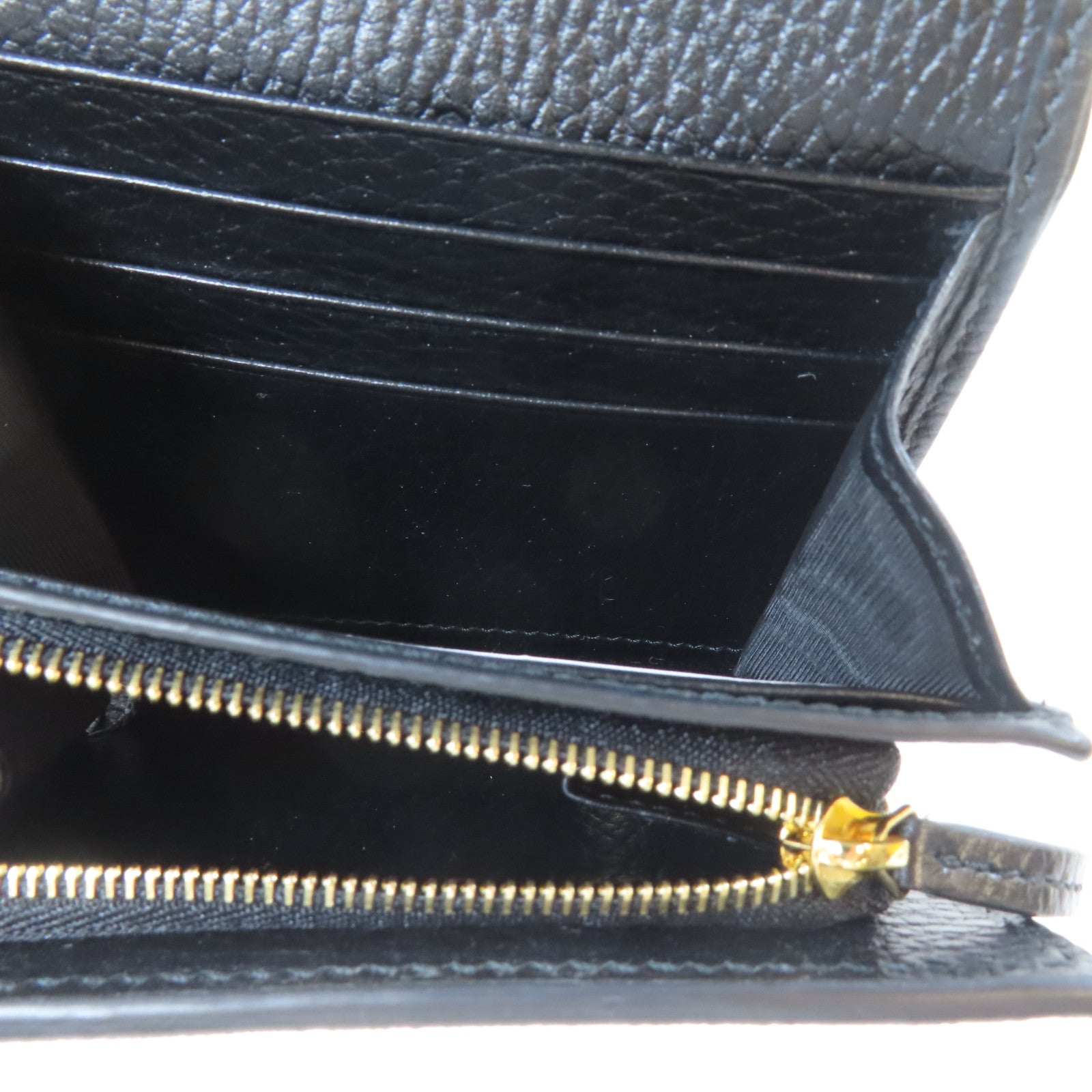 GUCCI 塗層帆布GG Marmont Medium Wallet金扣錢包黑色/啡色