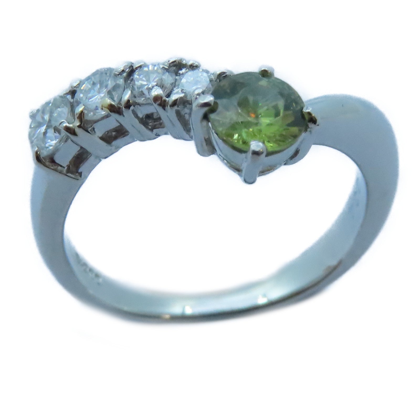 JEWELRY PT900白金Garnet/Diamond Ring 0.401ct石榴石/0.34ct鑽石戒指US#5.25