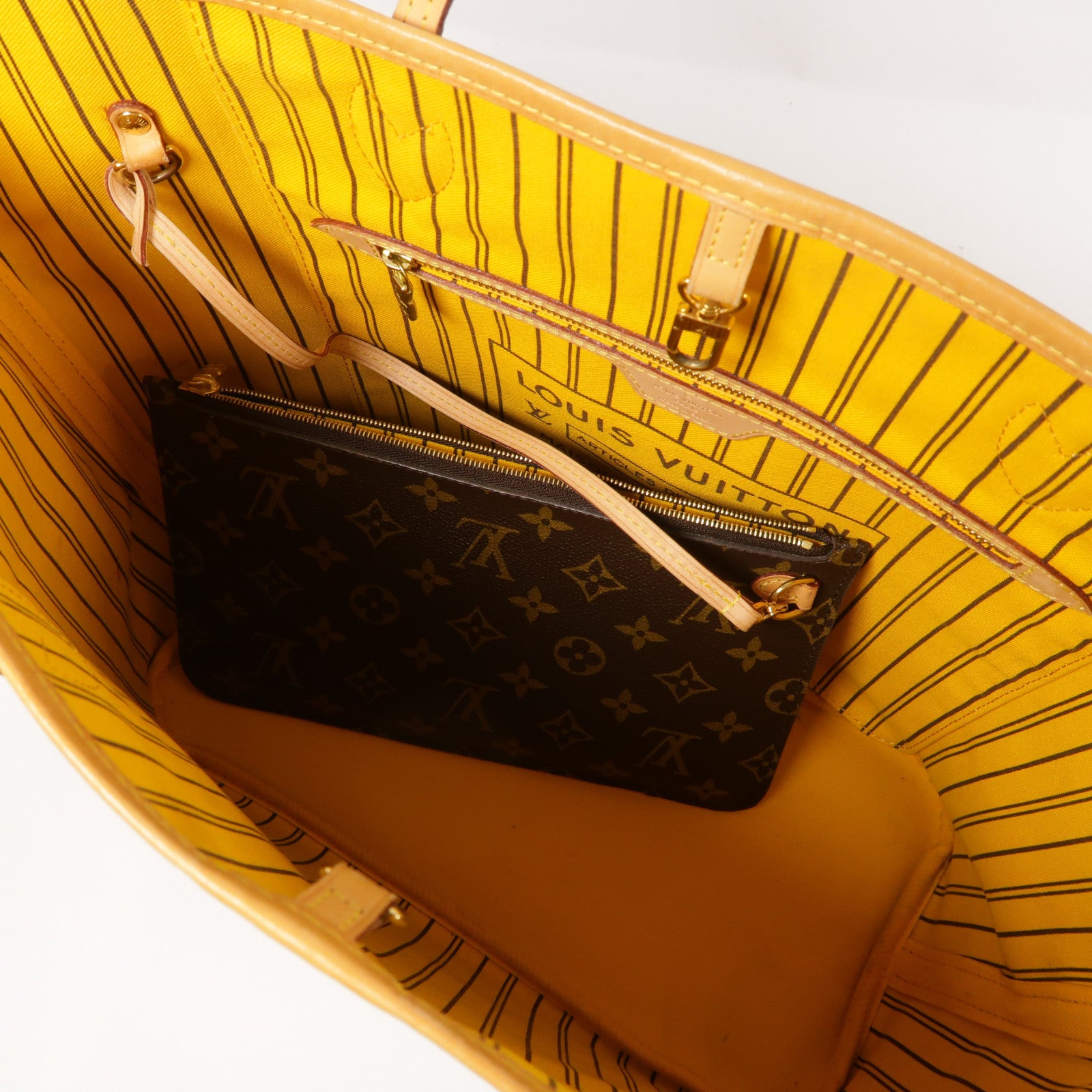 LOUIS VUITTON Monogram Neverfull MM金扣手挽袋