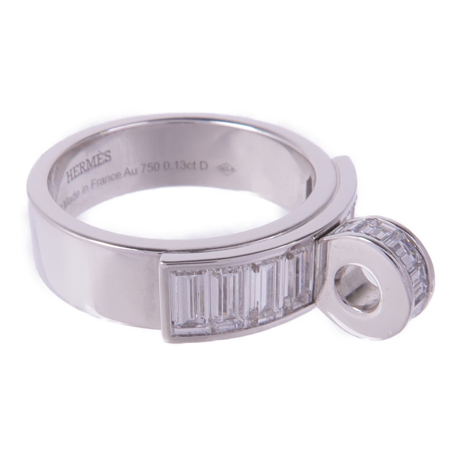 HERMES 18K白金Bague Kelly Ring鑽石戒指Hermes#52/US#6