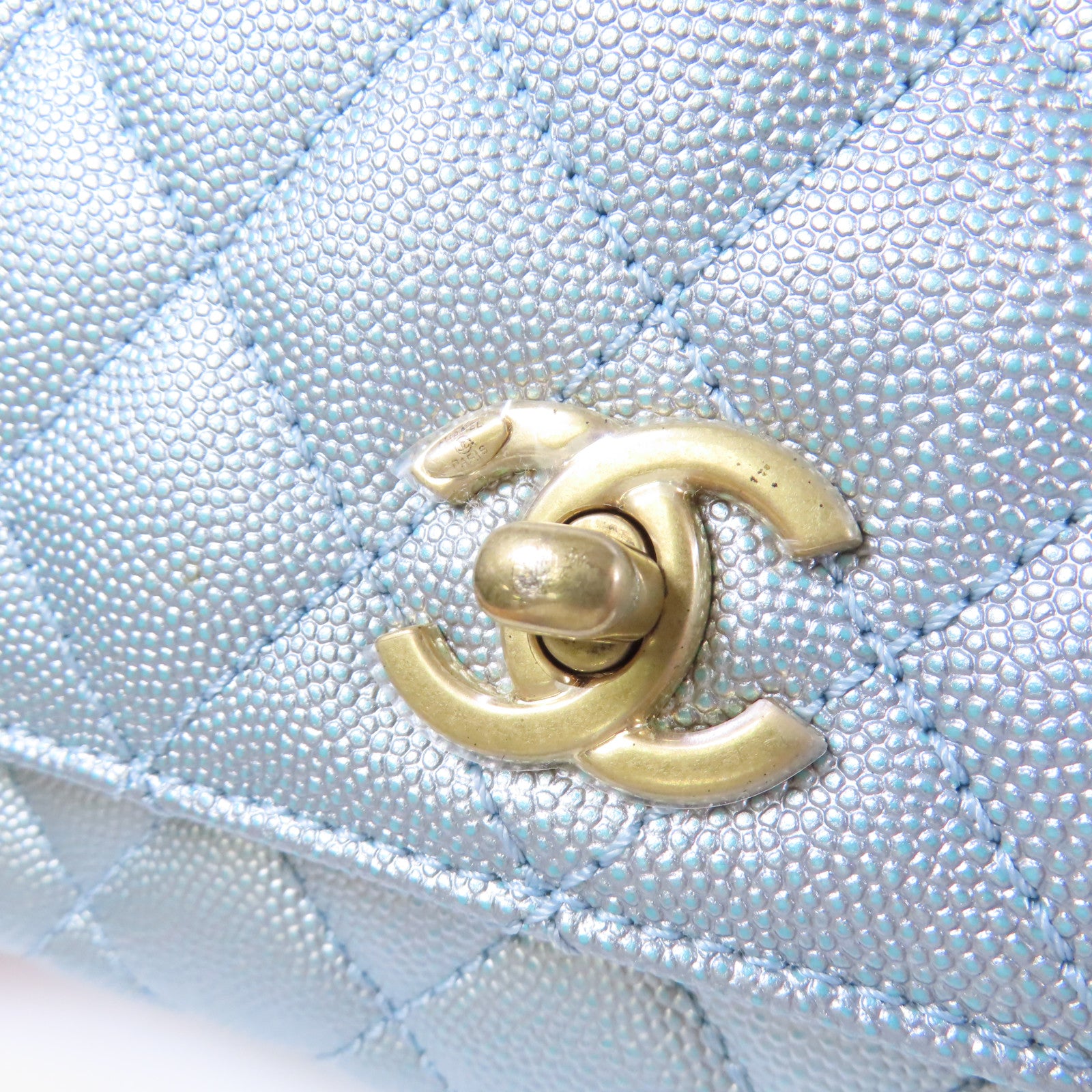 CHANEL 【激減優惠】牛皮皮革Mini Coco Handle金扣鏈帶手挽肩背兩用袋