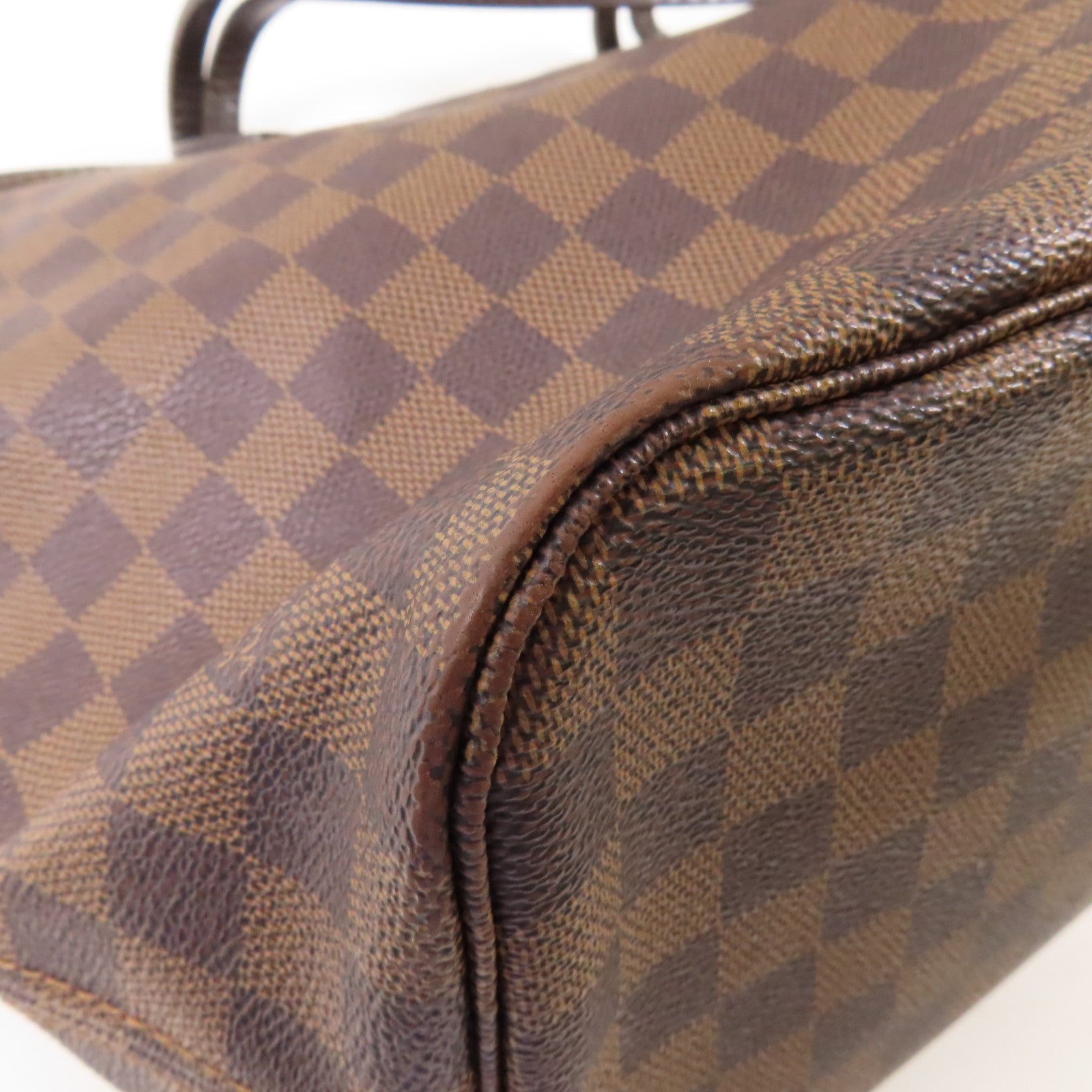 LOUIS VUITTON Damier Neverfull MM金扣肩背袋/手挽袋棕色