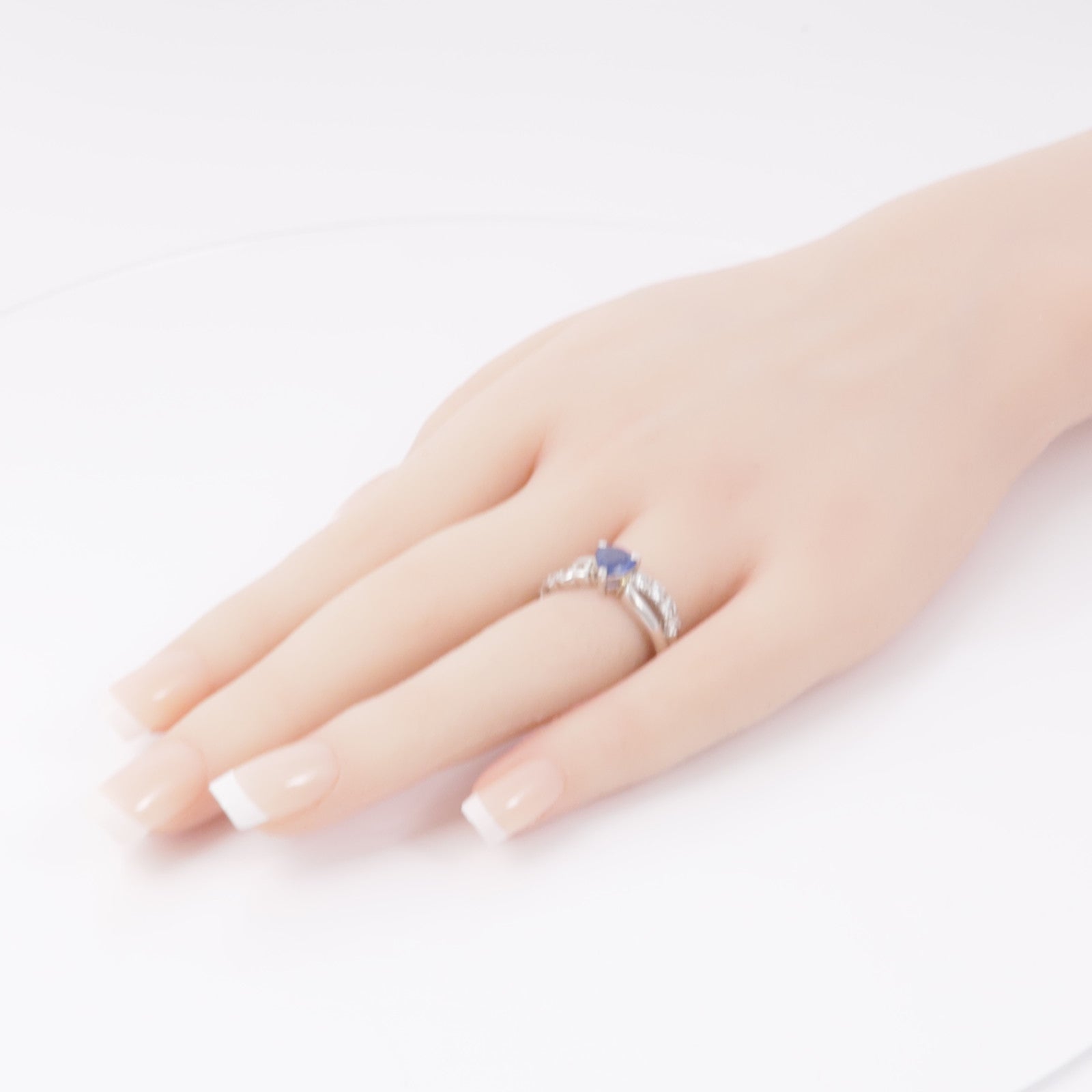 JEWELRY 【激減優惠】PT900鉑金Sapphire Diamond Ring藍寶石/鑽石戒指US#7.75