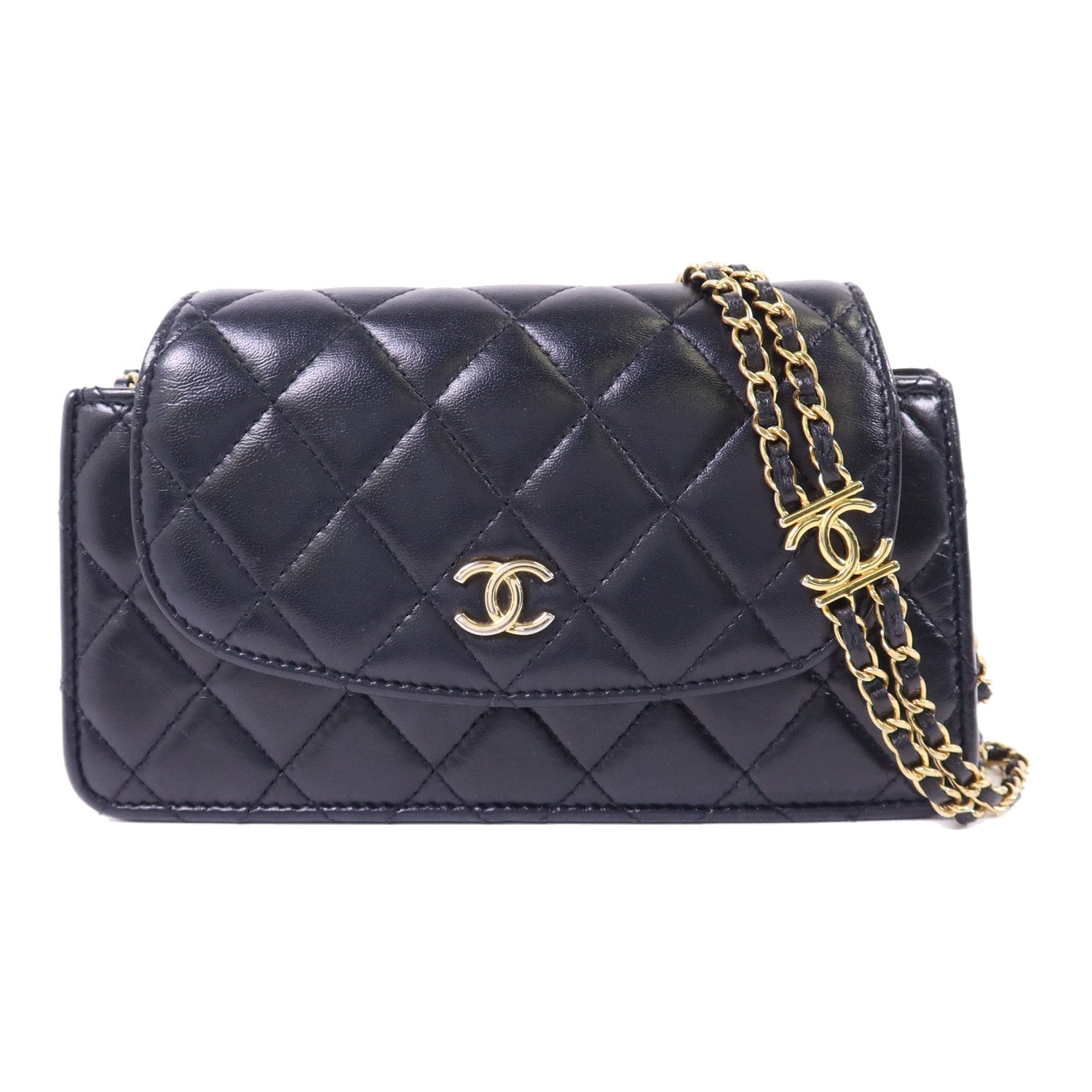 CHANEL 羊皮皮革Chain Shoulder Bag金扣鏈帶肩背袋