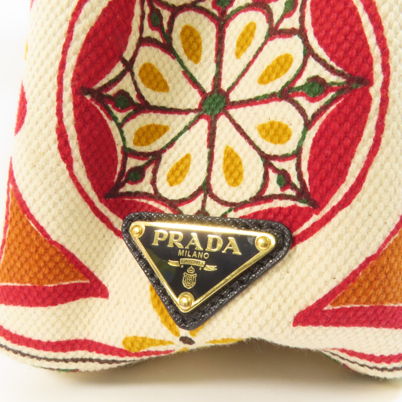 PRADA 帆布Canapa Joy金扣手挽肩背兩用袋