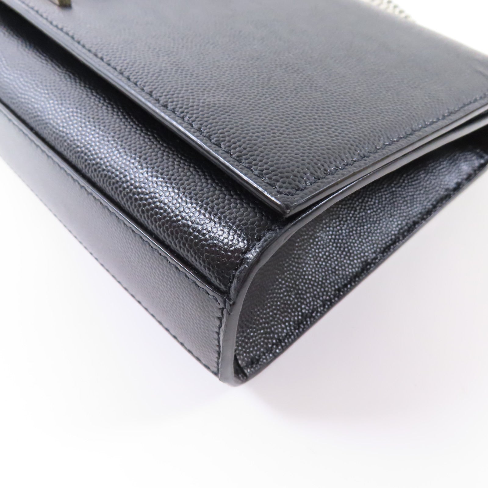 YVES SAINT LAURENT 牛皮皮革Chain Shoulder Bag銀扣鏈帶肩背袋