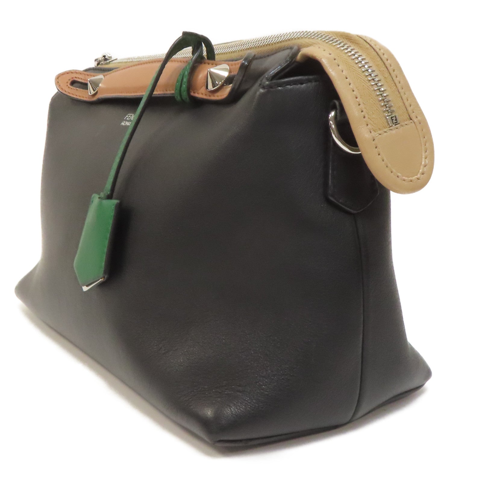 FENDI 牛皮皮革Small By The Way銀扣肩背袋黑色