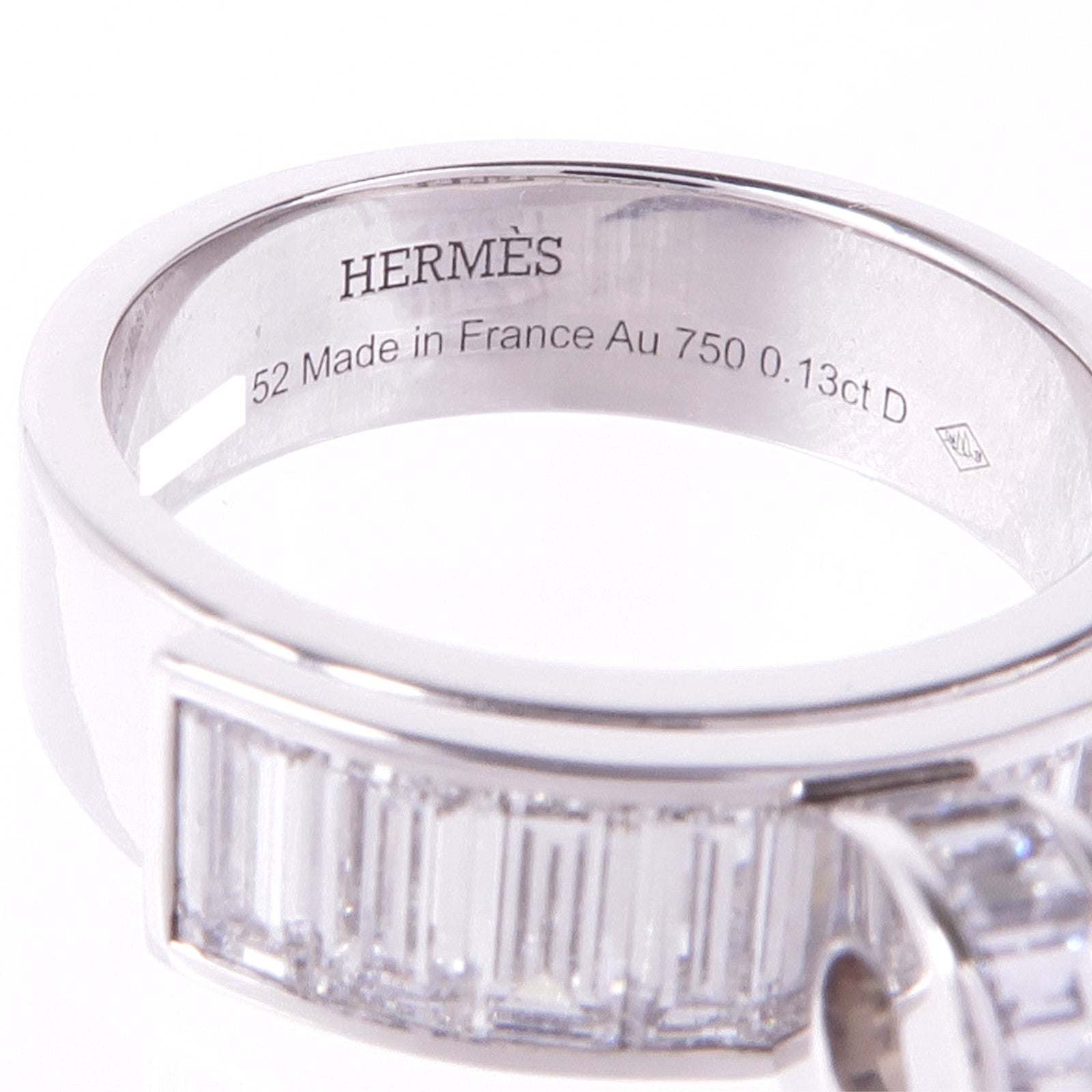 HERMES 18K白金Bague Kelly Ring鑽石戒指Hermes#52/US#6