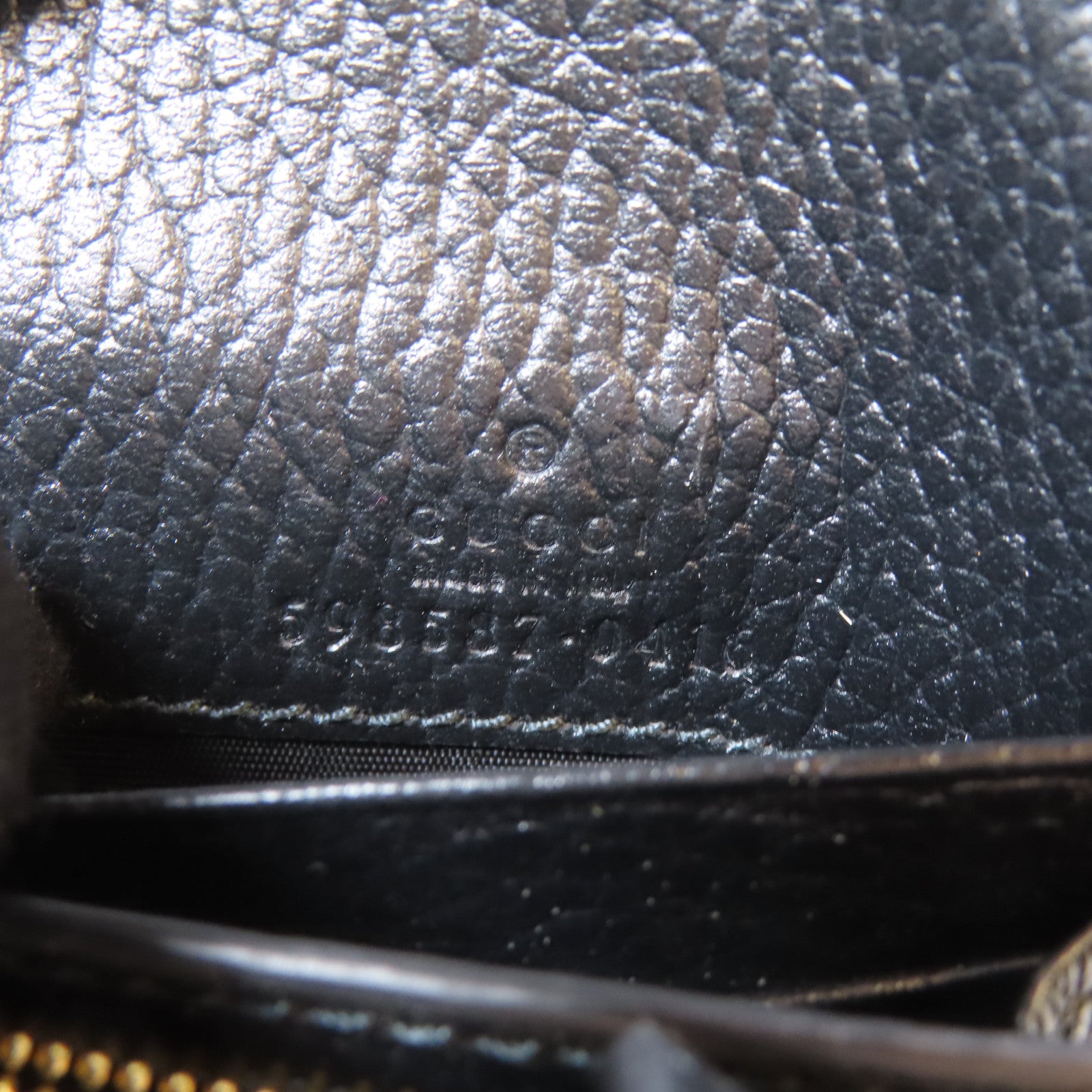 GUCCI 塗層帆布GG Marmont Medium Wallet金扣錢包黑色/啡色