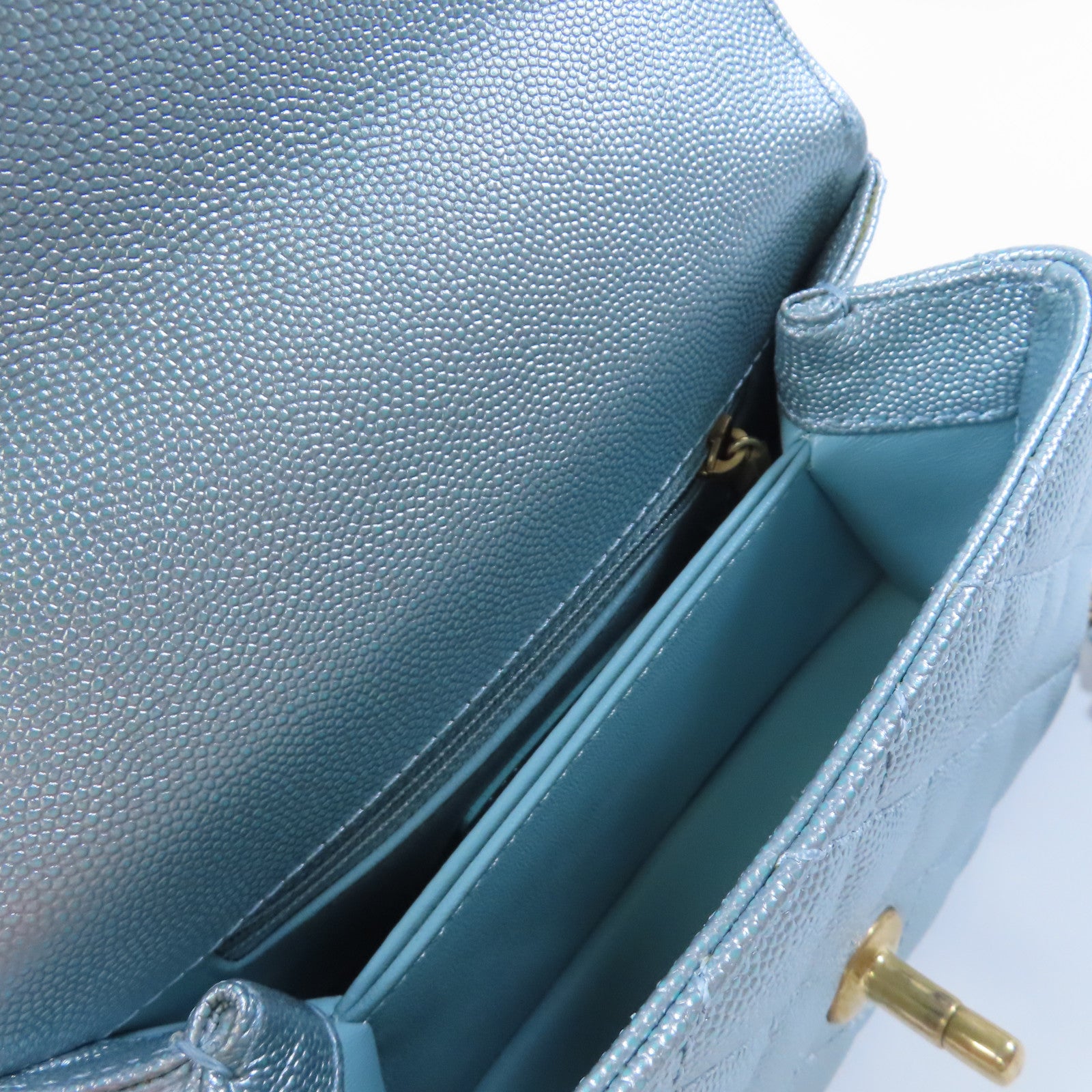 CHANEL 【激減優惠】牛皮皮革Mini Coco Handle金扣鏈帶手挽肩背兩用袋