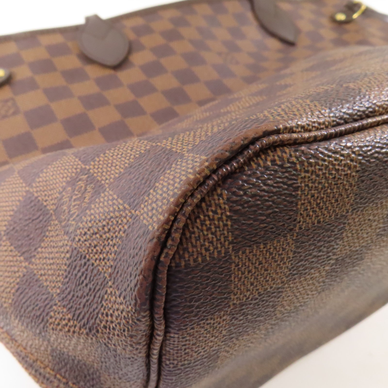 LOUIS VUITTON Damier Neverfull MM金扣肩背袋/手挽袋棕色